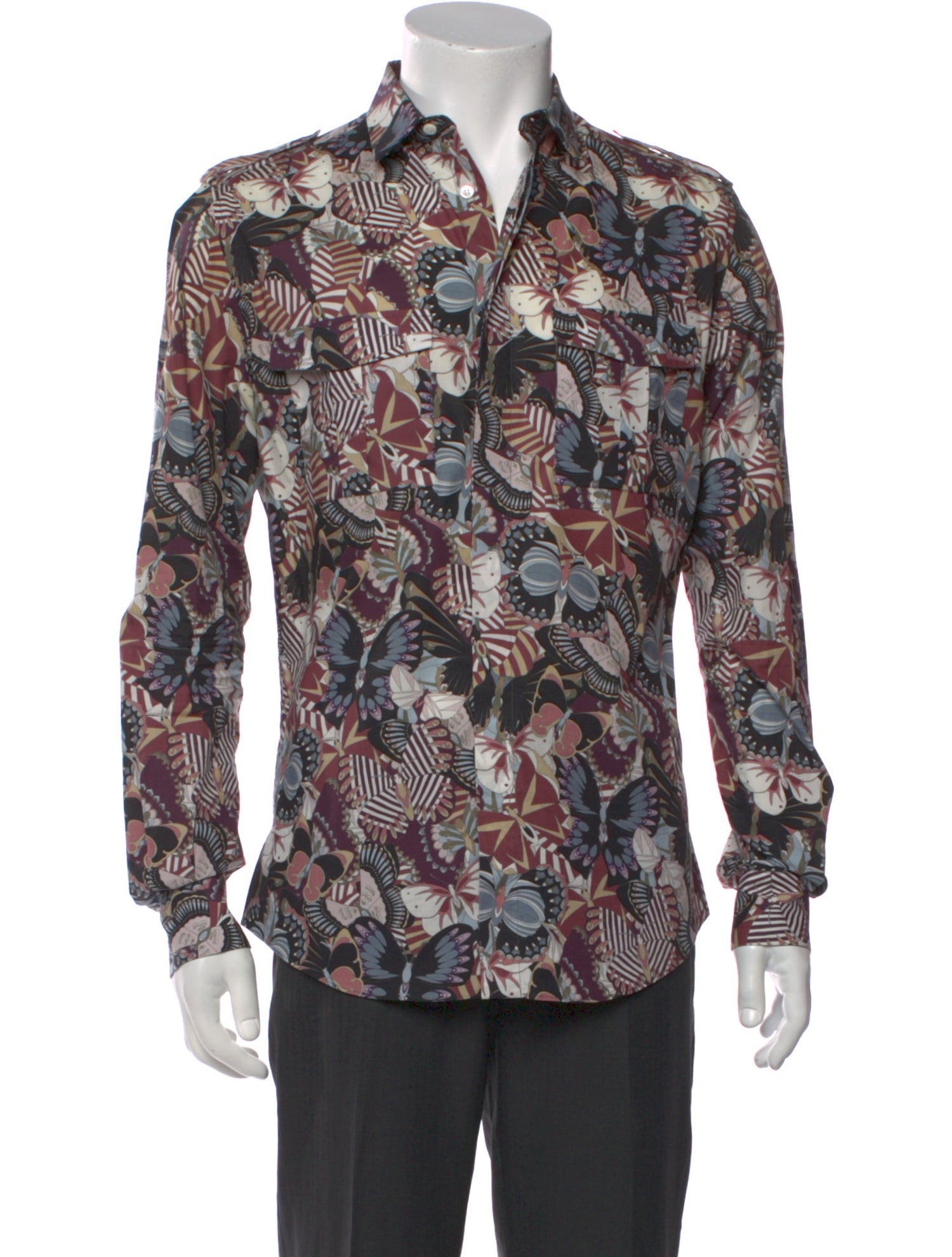 Valentino Camubutterfly Print Long Sleeve Shirt