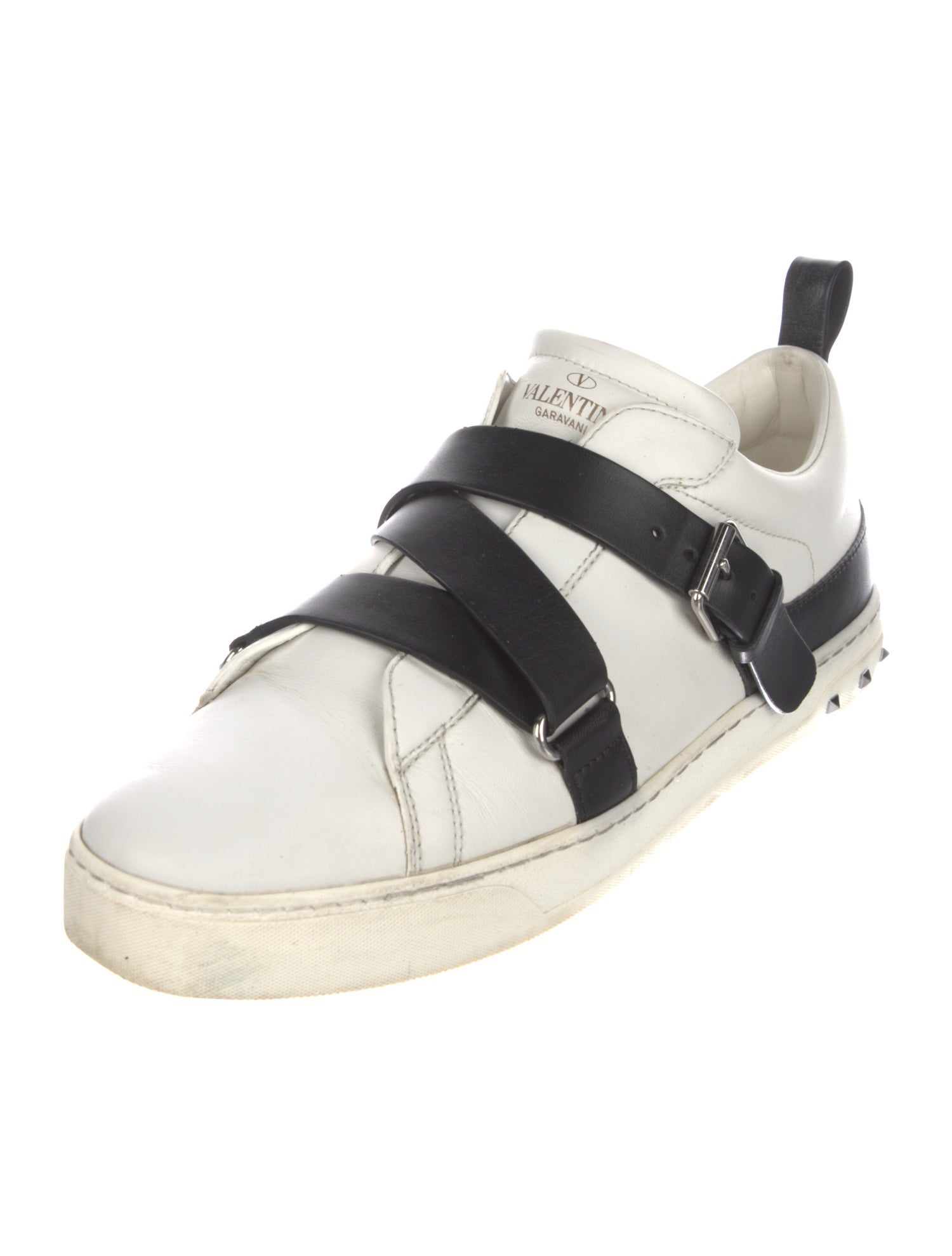 Valentino Rockstud Accents Leather Sneakers