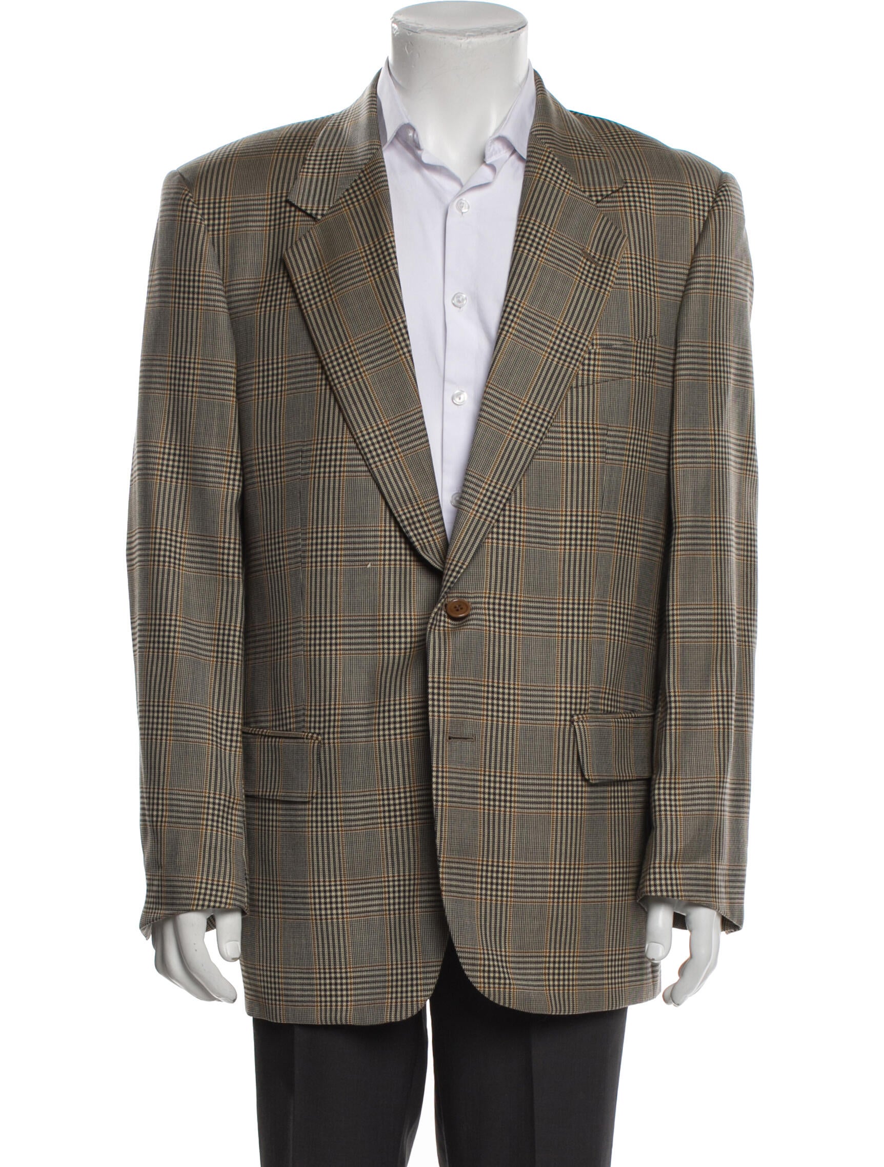 Valentino Virgin Wool Plaid Print Blazer