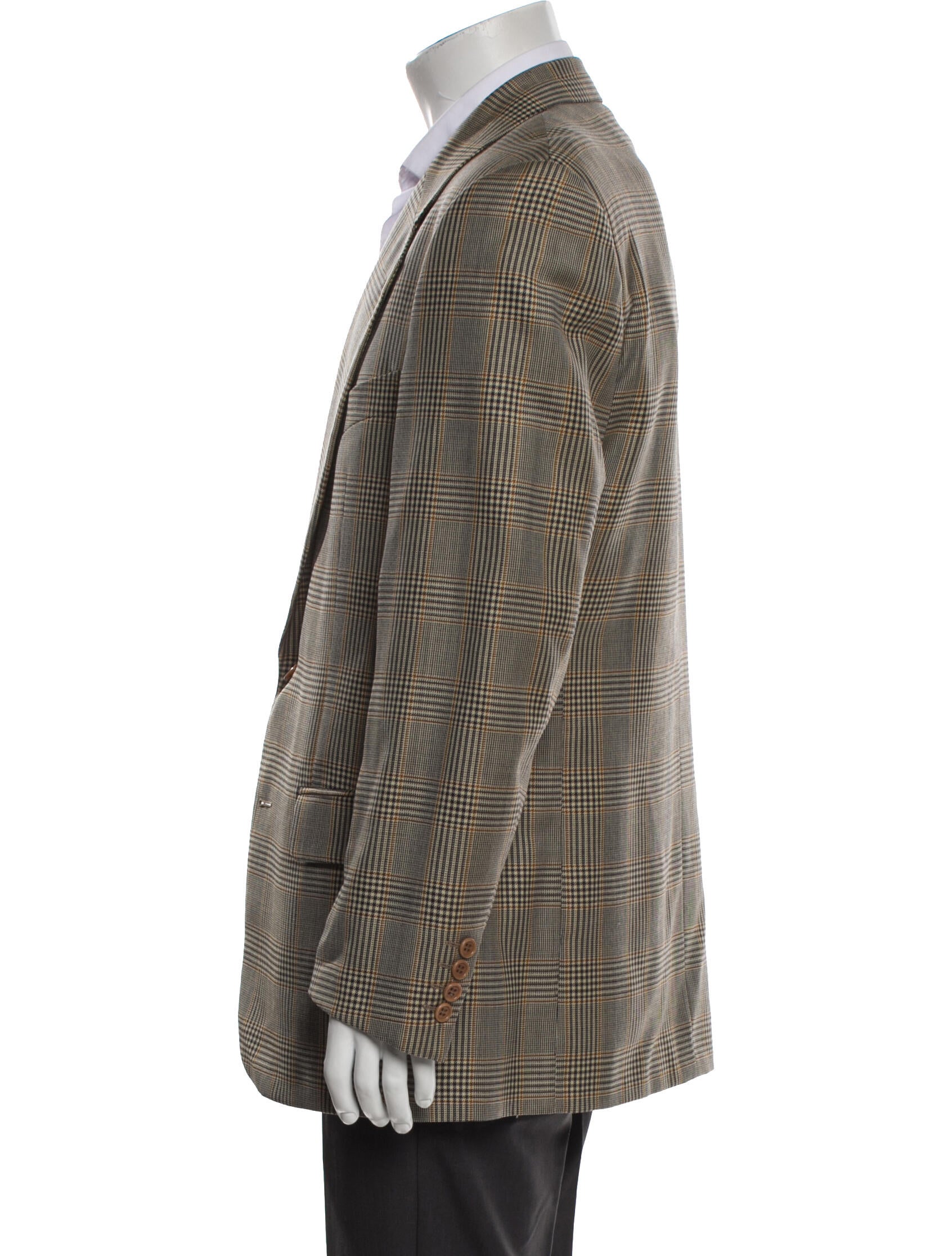 Valentino Virgin Wool Plaid Print Blazer