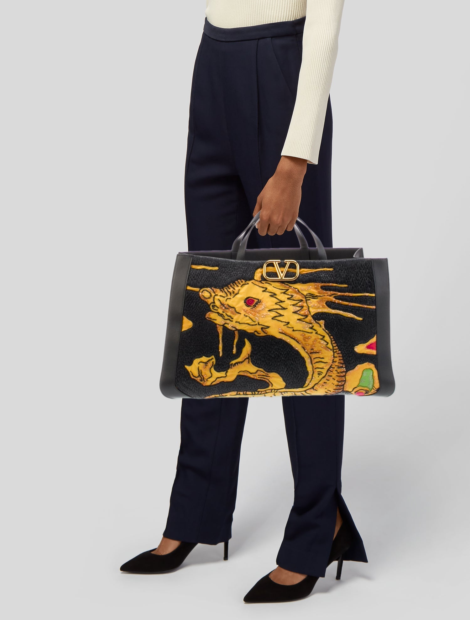 Valentino Raffia Top Handle Bag