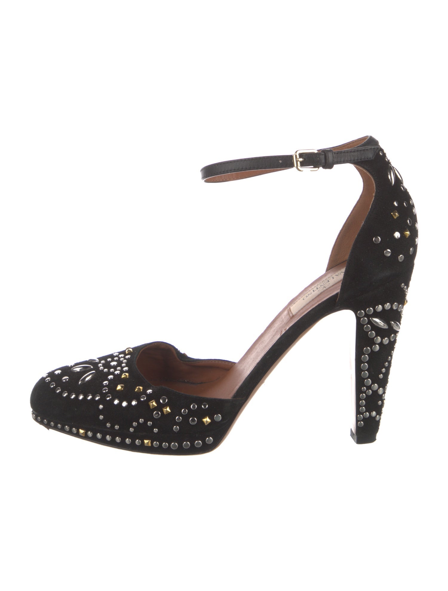 Valentino Suede Studded Accents D'Orsay Pumps
