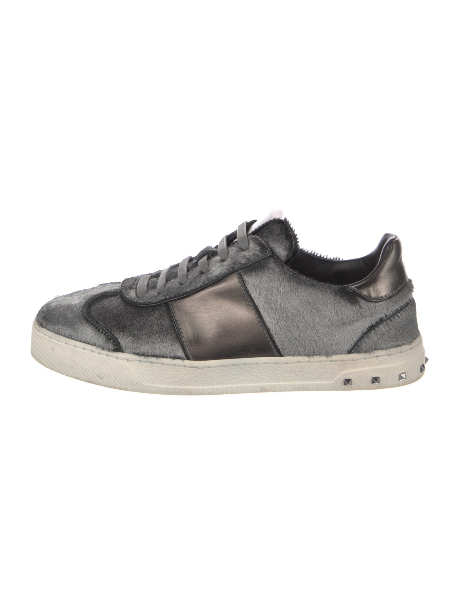 Valentino Rockstud Accents Ponyhair Sneakers