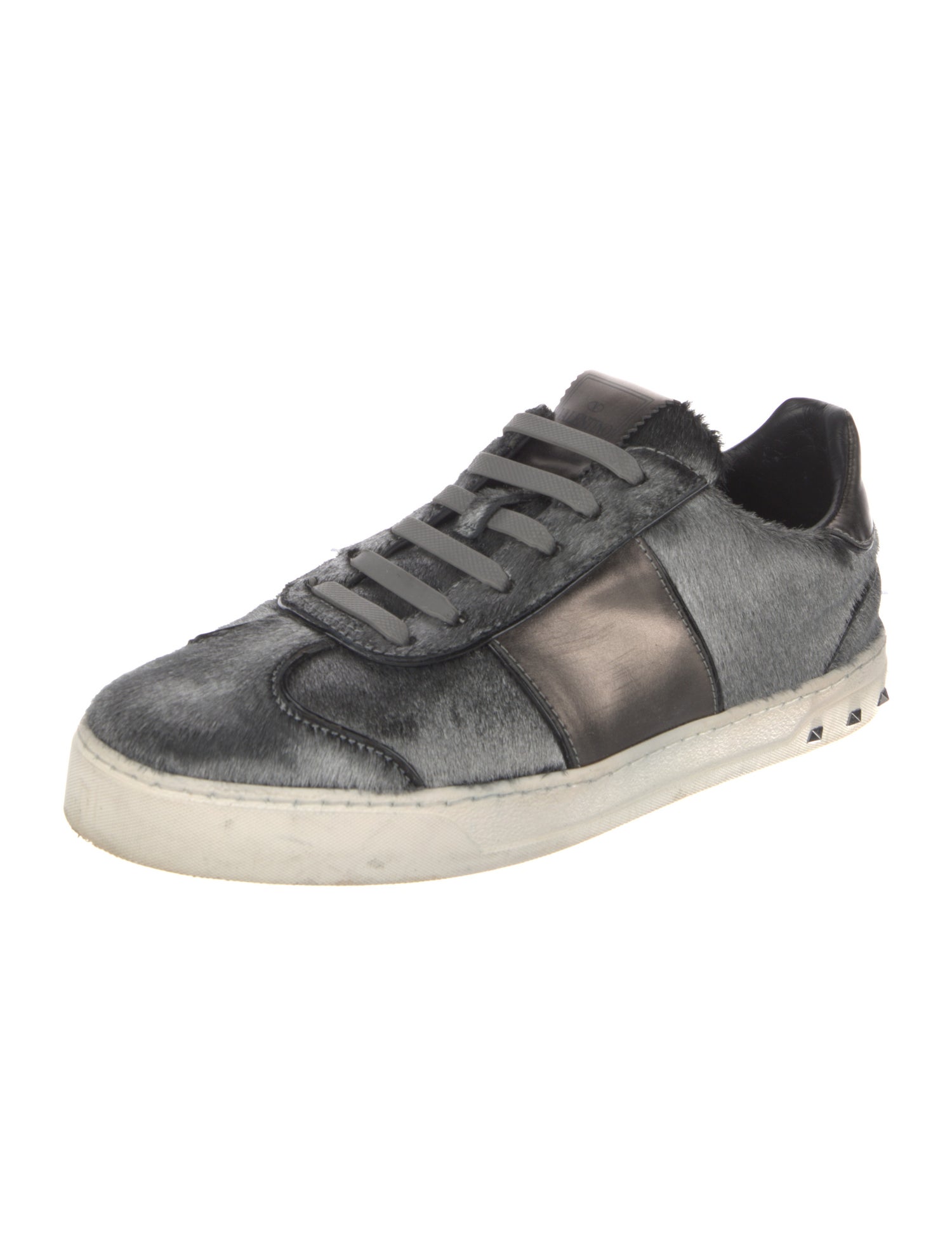 Valentino Rockstud Accents Ponyhair Sneakers
