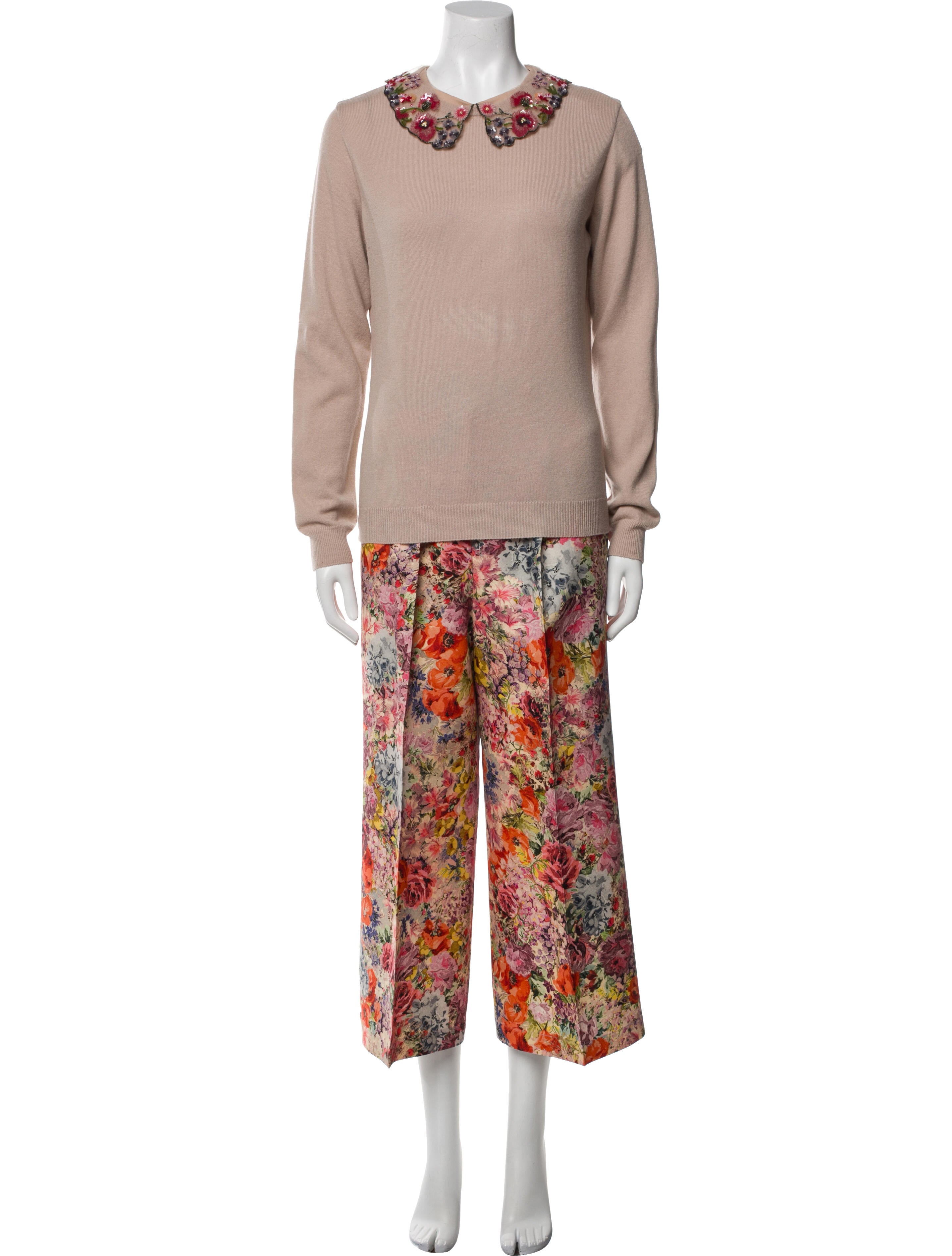 Valentino Virgin Wool Floral Print Pant Set