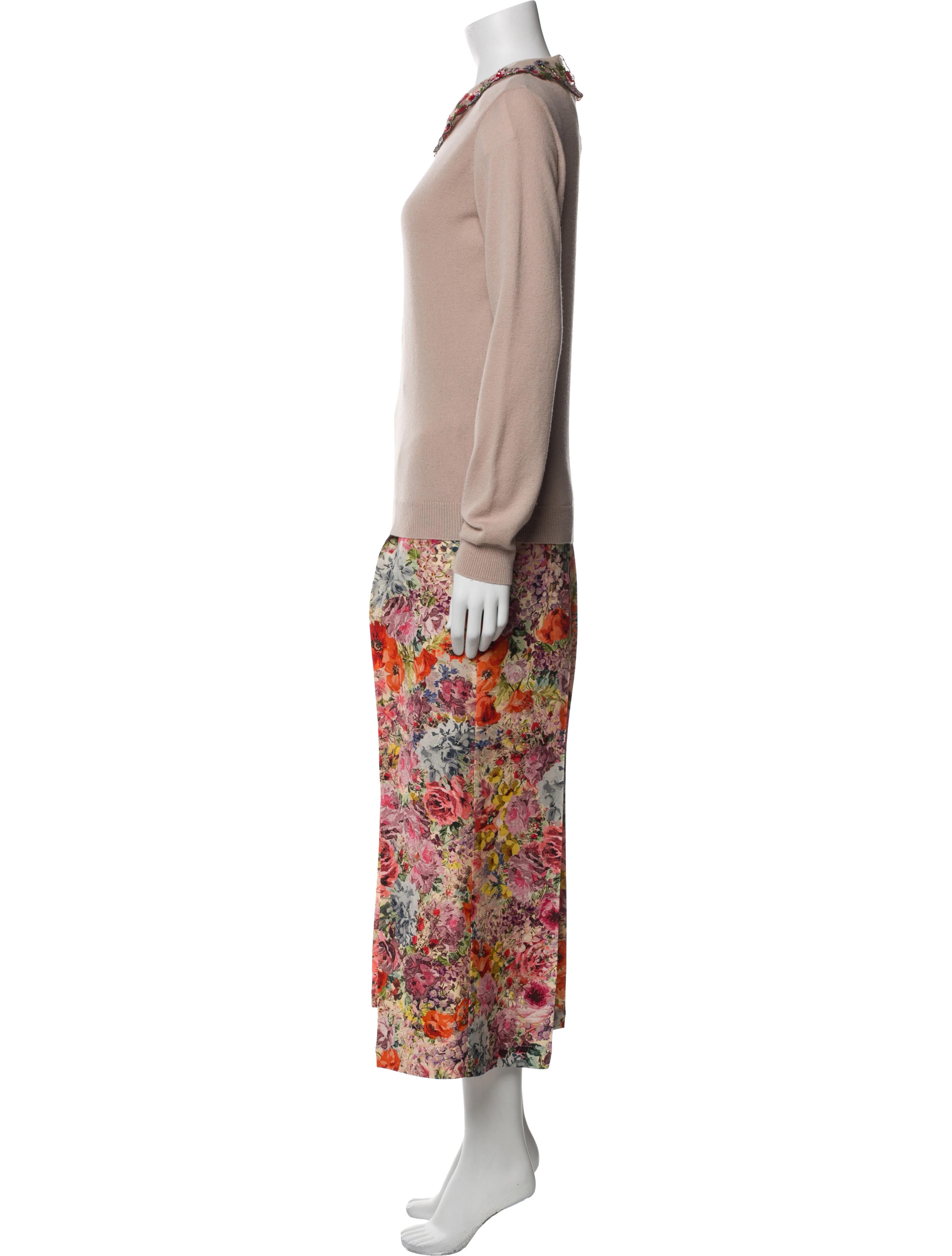 Valentino Virgin Wool Floral Print Pant Set