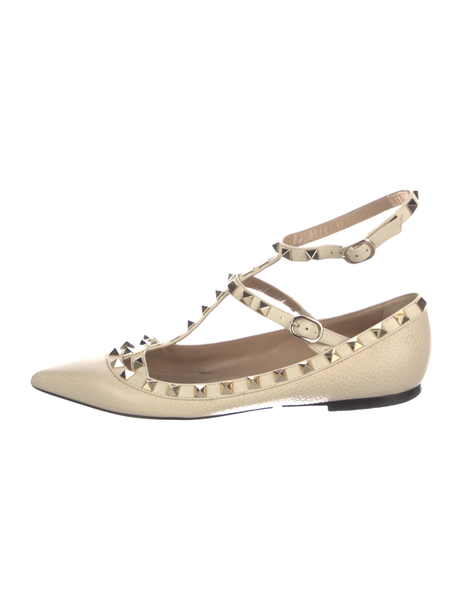 Valentino Rockstud Accents Leather Ballet Flats