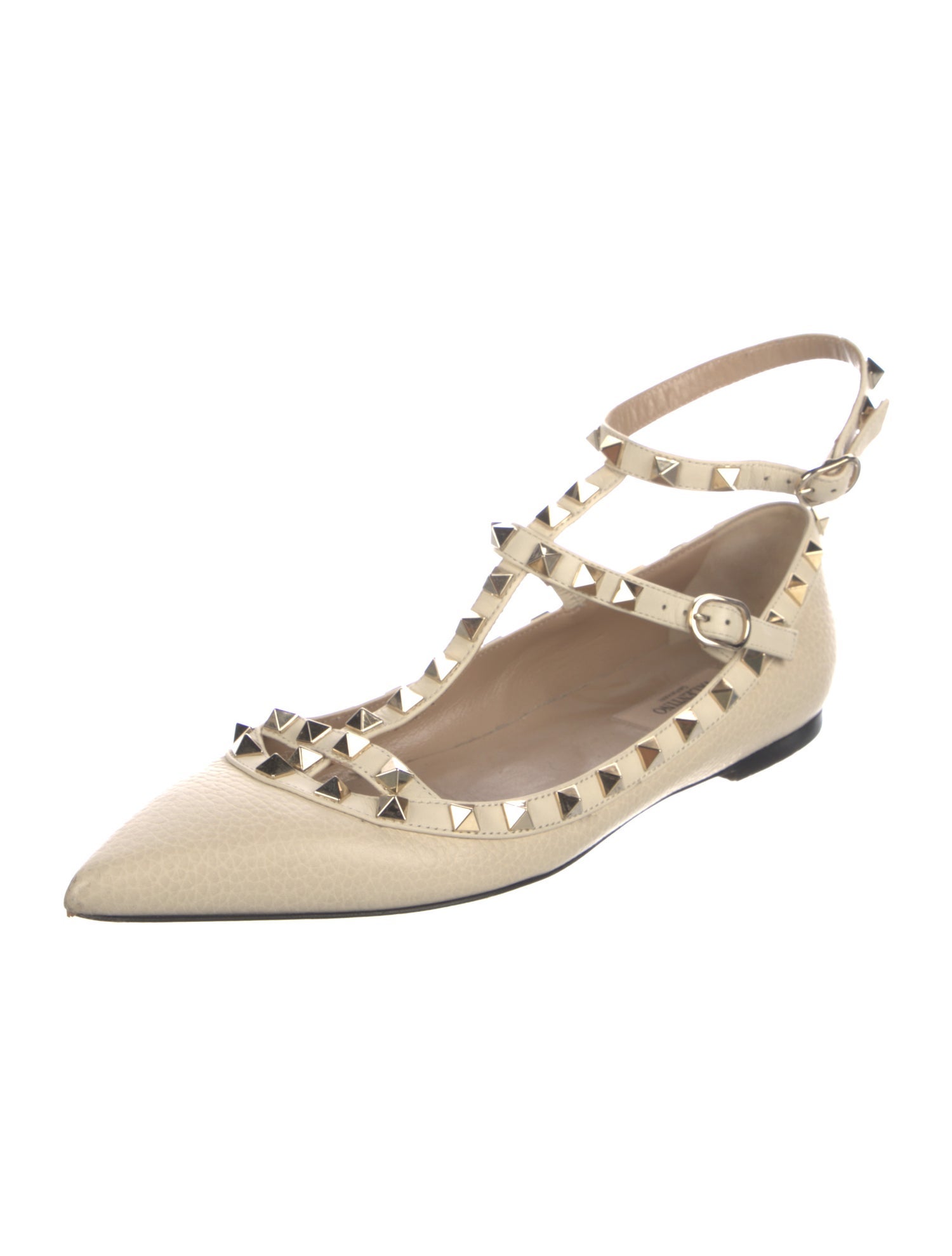 Valentino Rockstud Accents Leather Ballet Flats