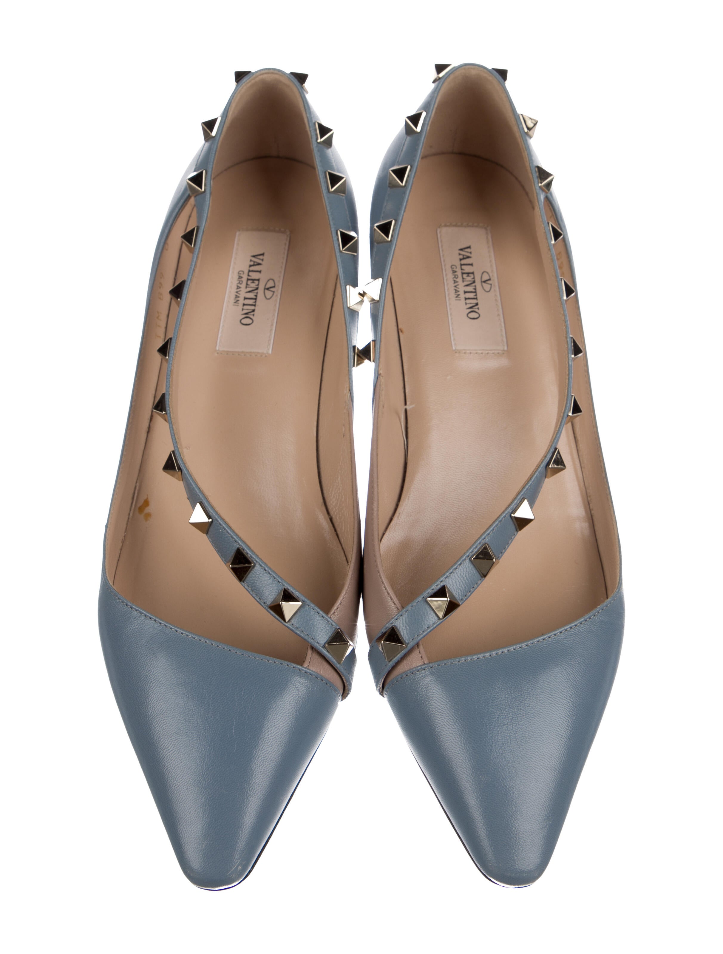 Valentino Rockstud Accents Leather Ballet Flats