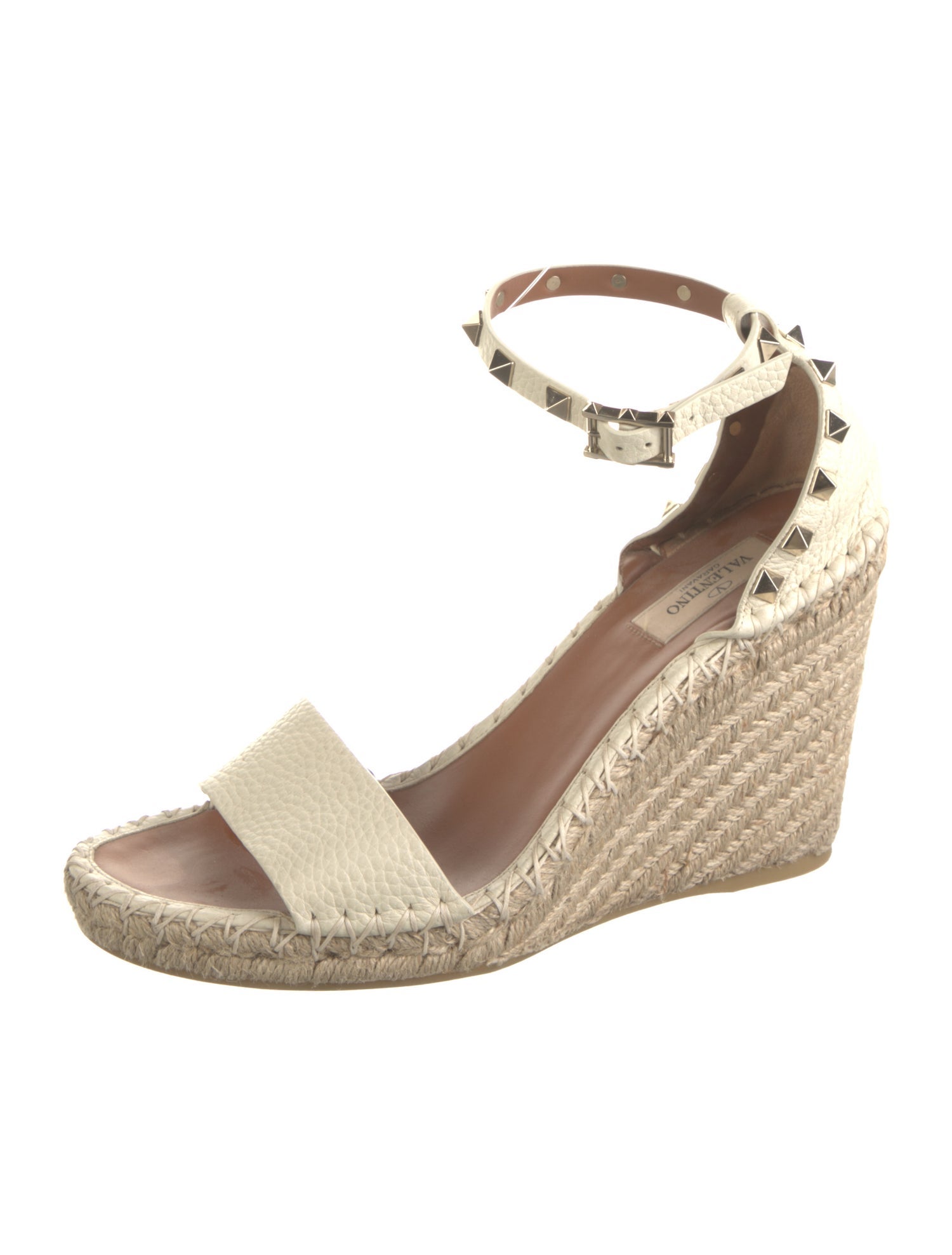 Valentino Rockstud Accents Leather Espadrilles