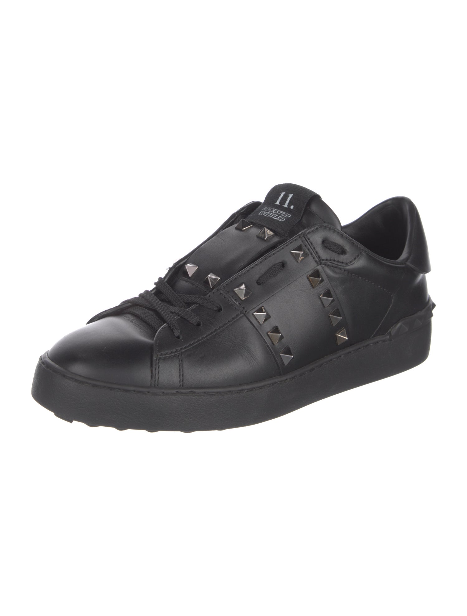 Valentino Rockstud Accents Leather Sneakers