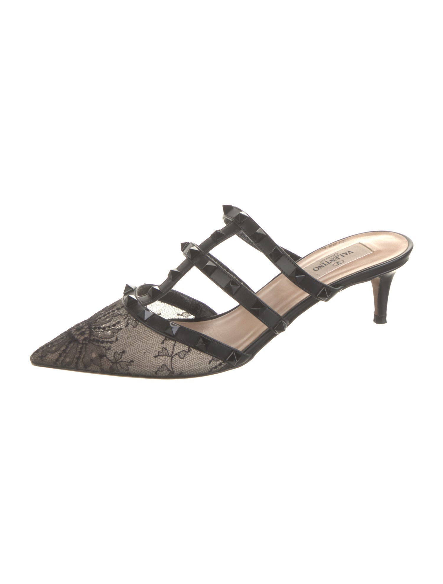 Valentino Rockstud Accents Lace Mules