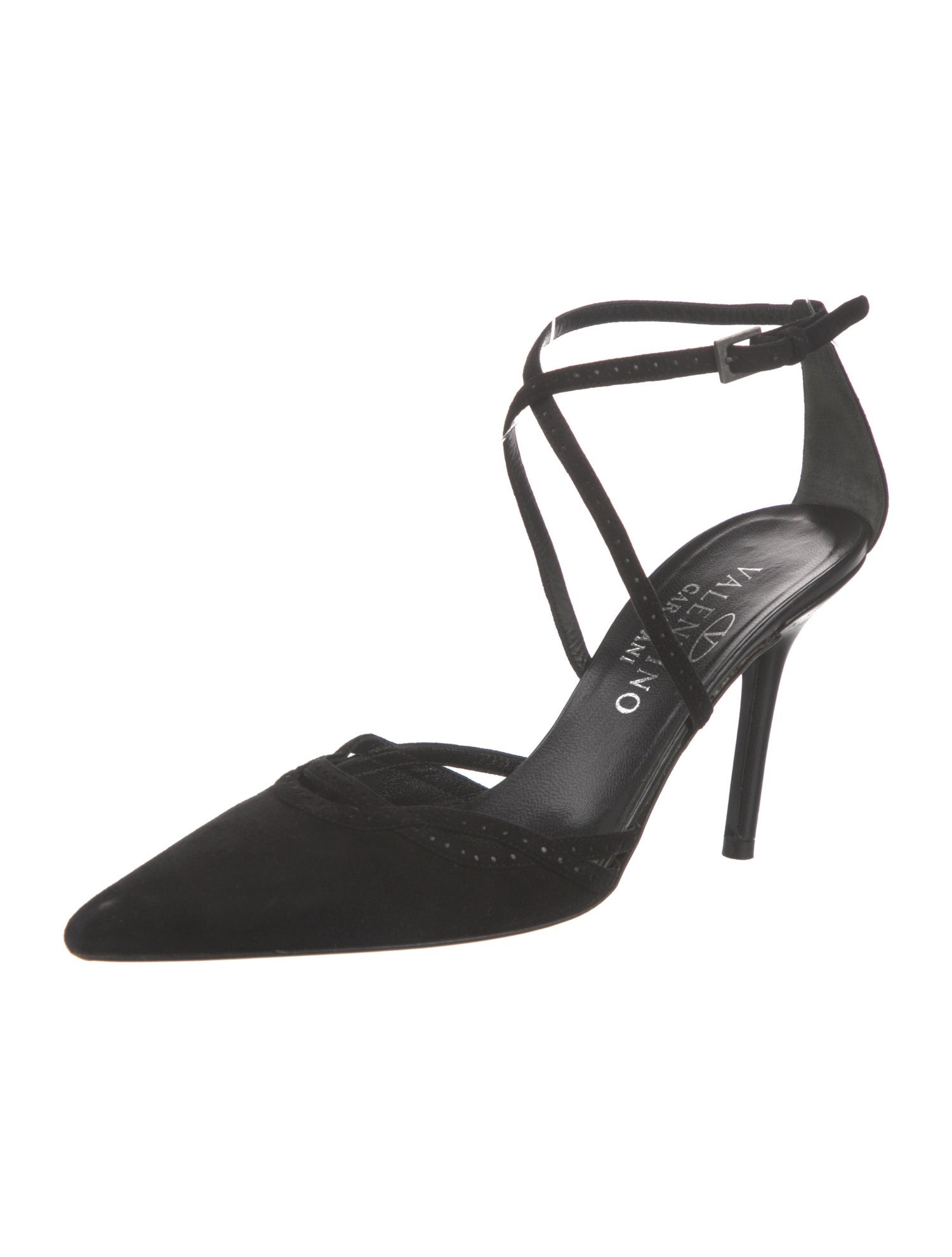 Valentino Suede Crystal Embellishments Slingback Pumps