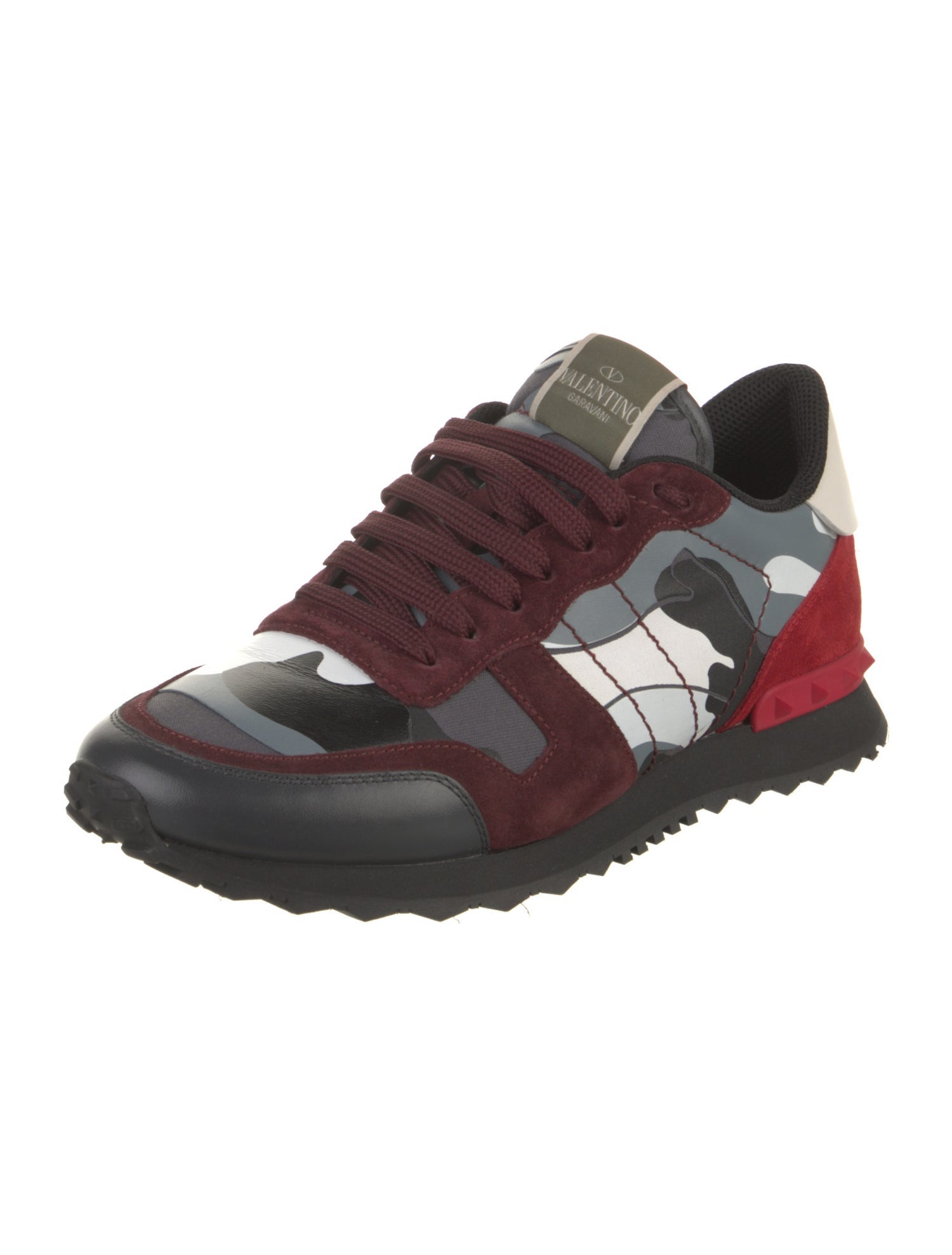 Valentino Rockstud Accents Suede Athletic Sneakers