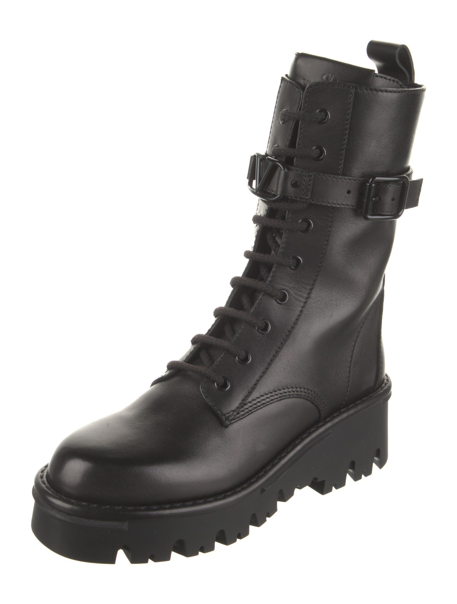 Valentino Leather Combat Boots