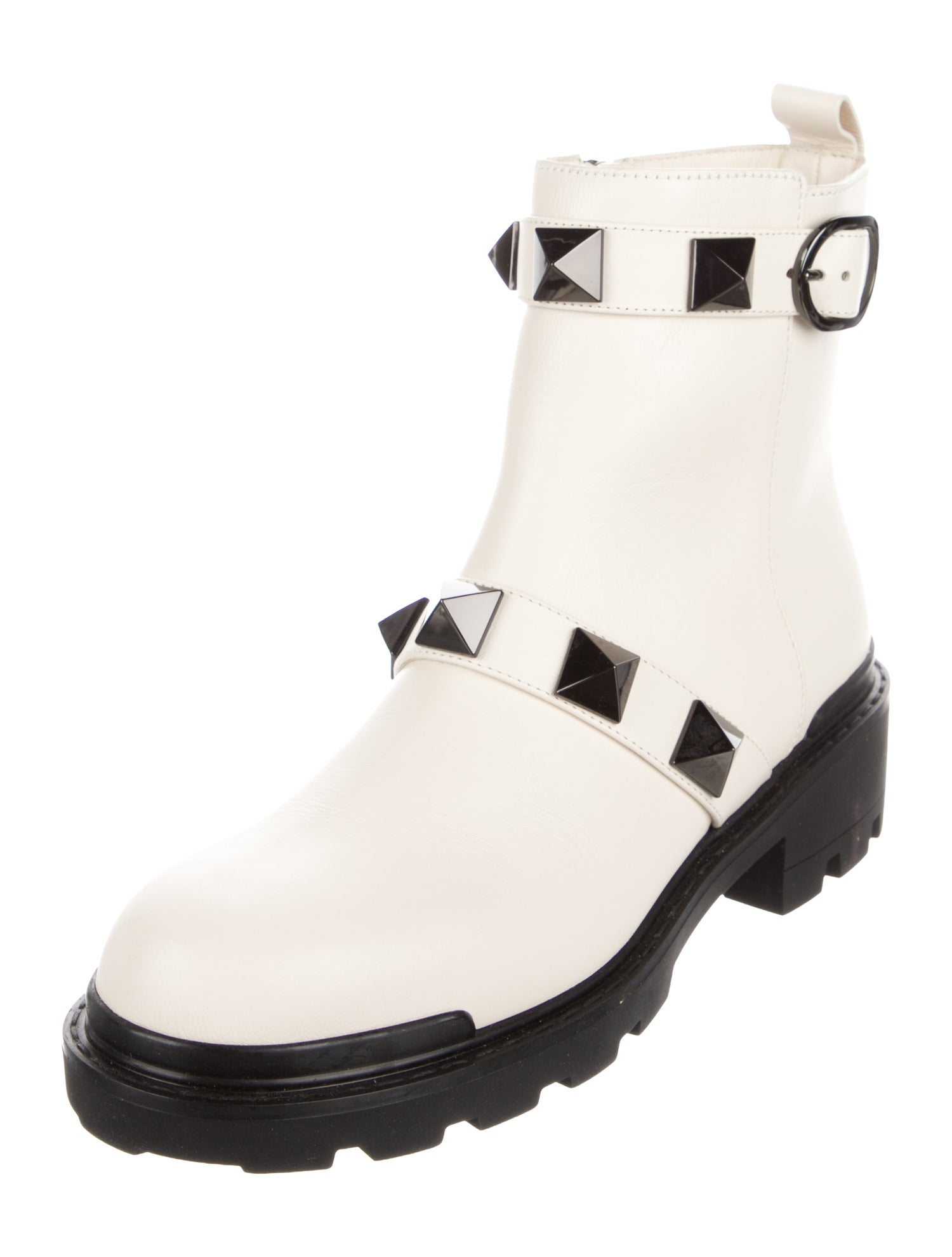 Valentino Leather Studded Accents Boots