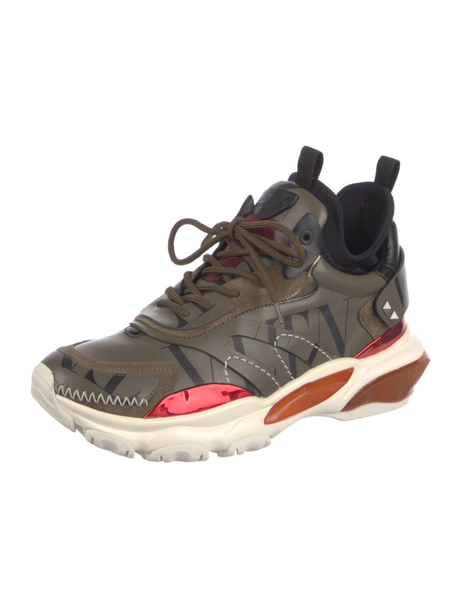 Valentino Leather Printed Sneakers