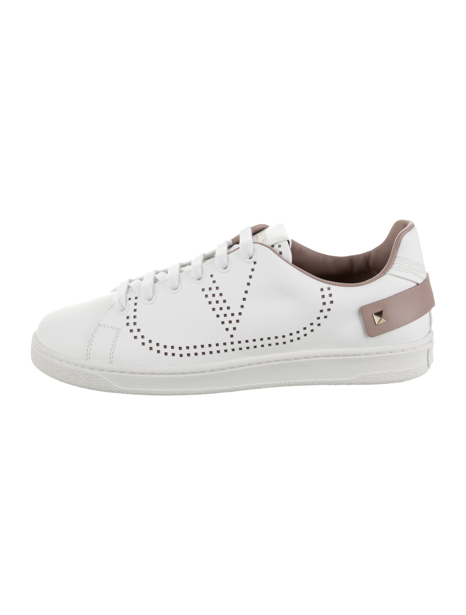 Valentino Leather Lace Trim Embellishment Sneakers w/ Tags