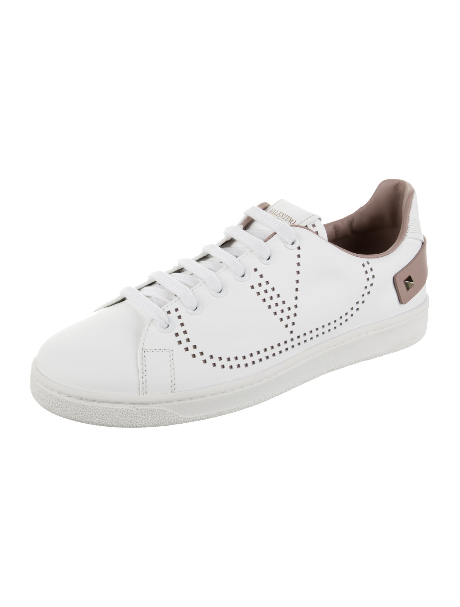 Valentino Leather Lace Trim Embellishment Sneakers w/ Tags