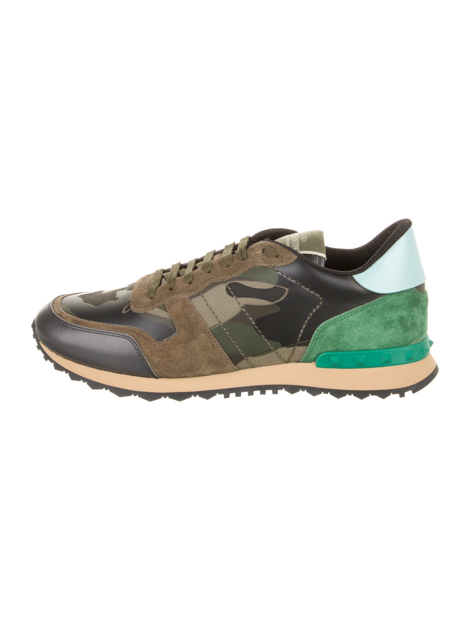 Valentino Leather Camouflage Print Sneakers