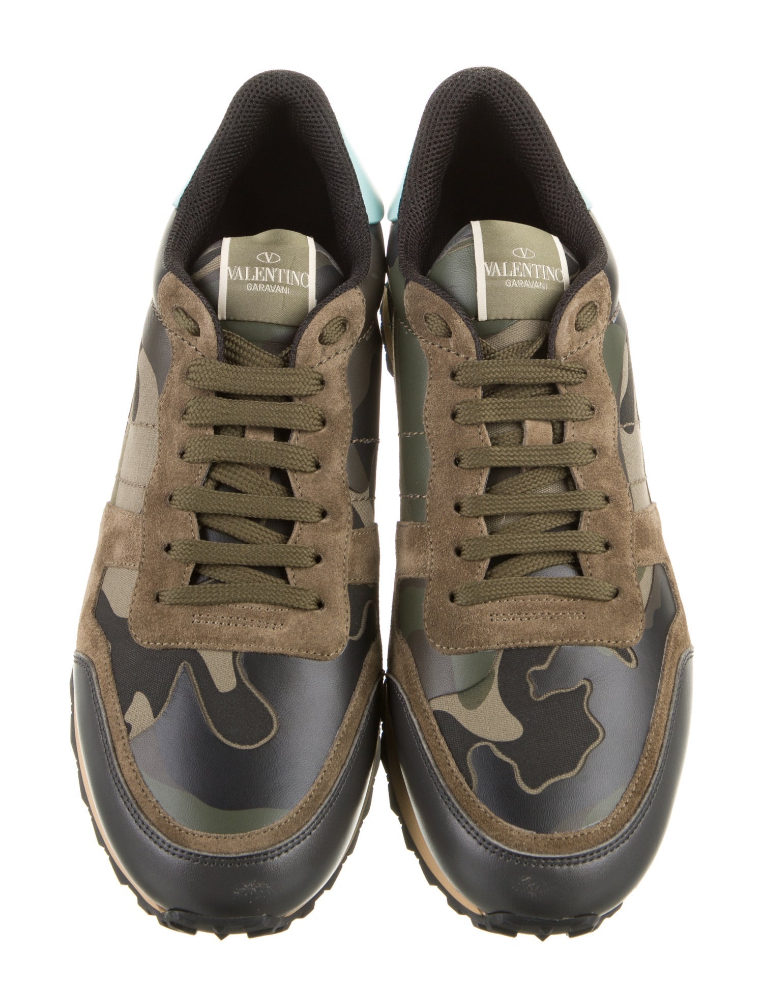 Valentino Leather Camouflage Print Sneakers