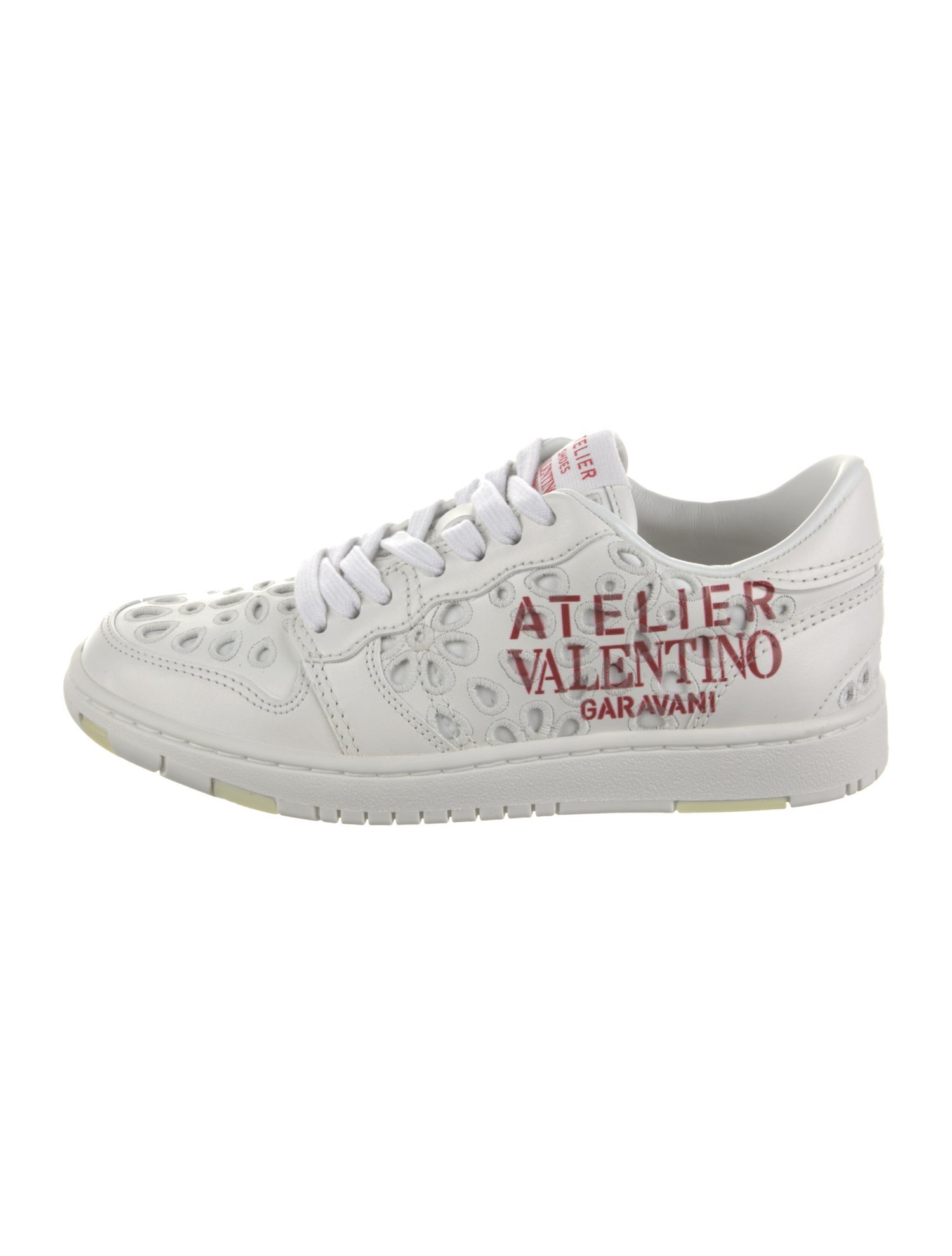 Valentino Garavani Atelier Leather Embroidered Accent Sneakers