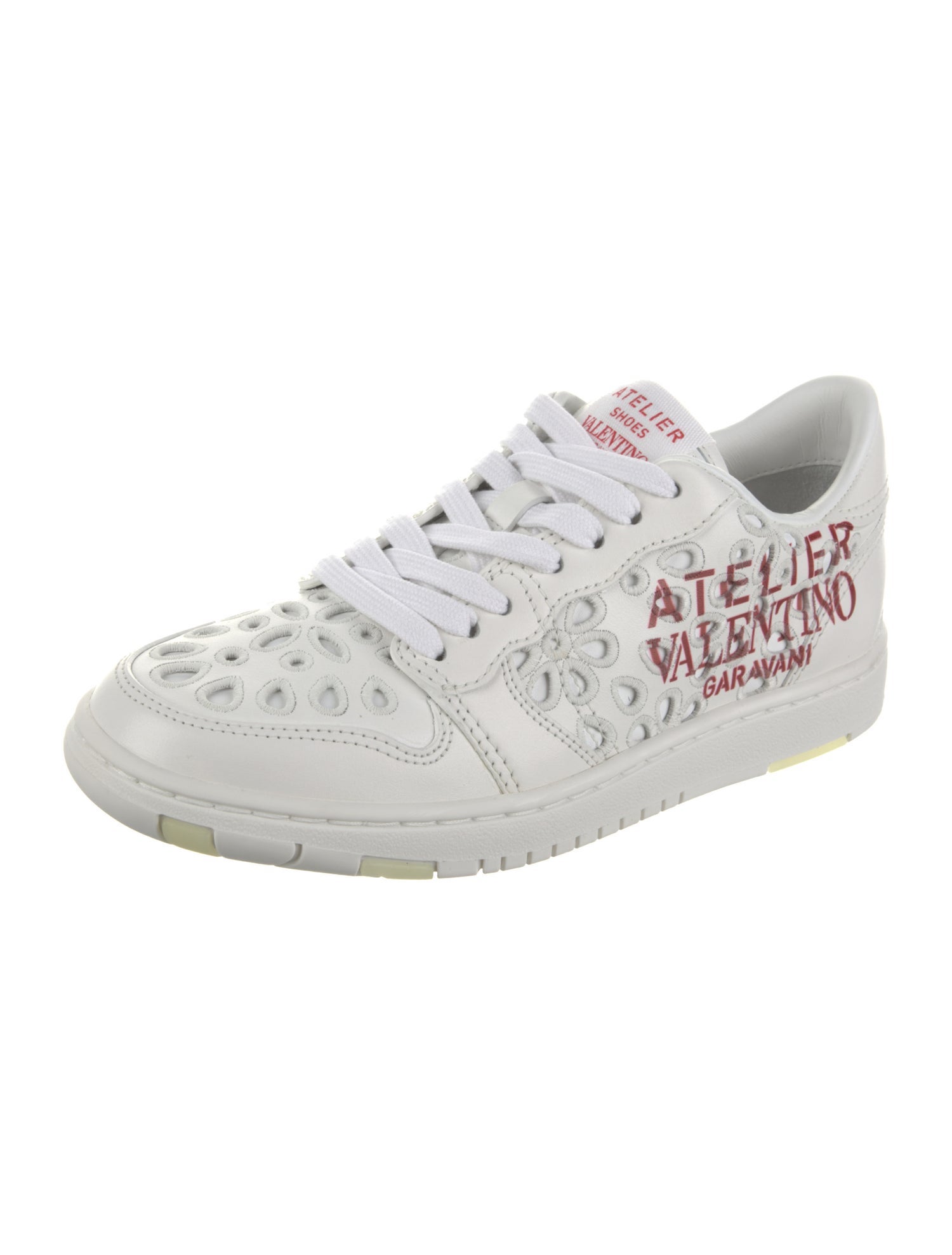 Valentino Garavani Atelier Leather Embroidered Accent Sneakers