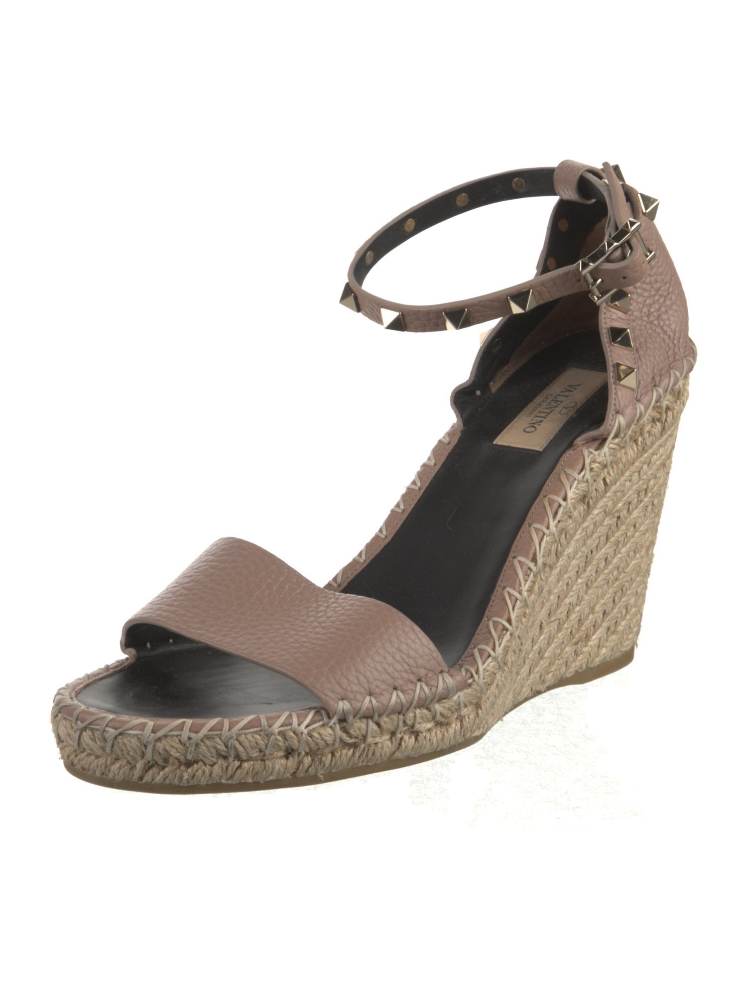 Valentino Rockstud Accents Leather Espadrilles