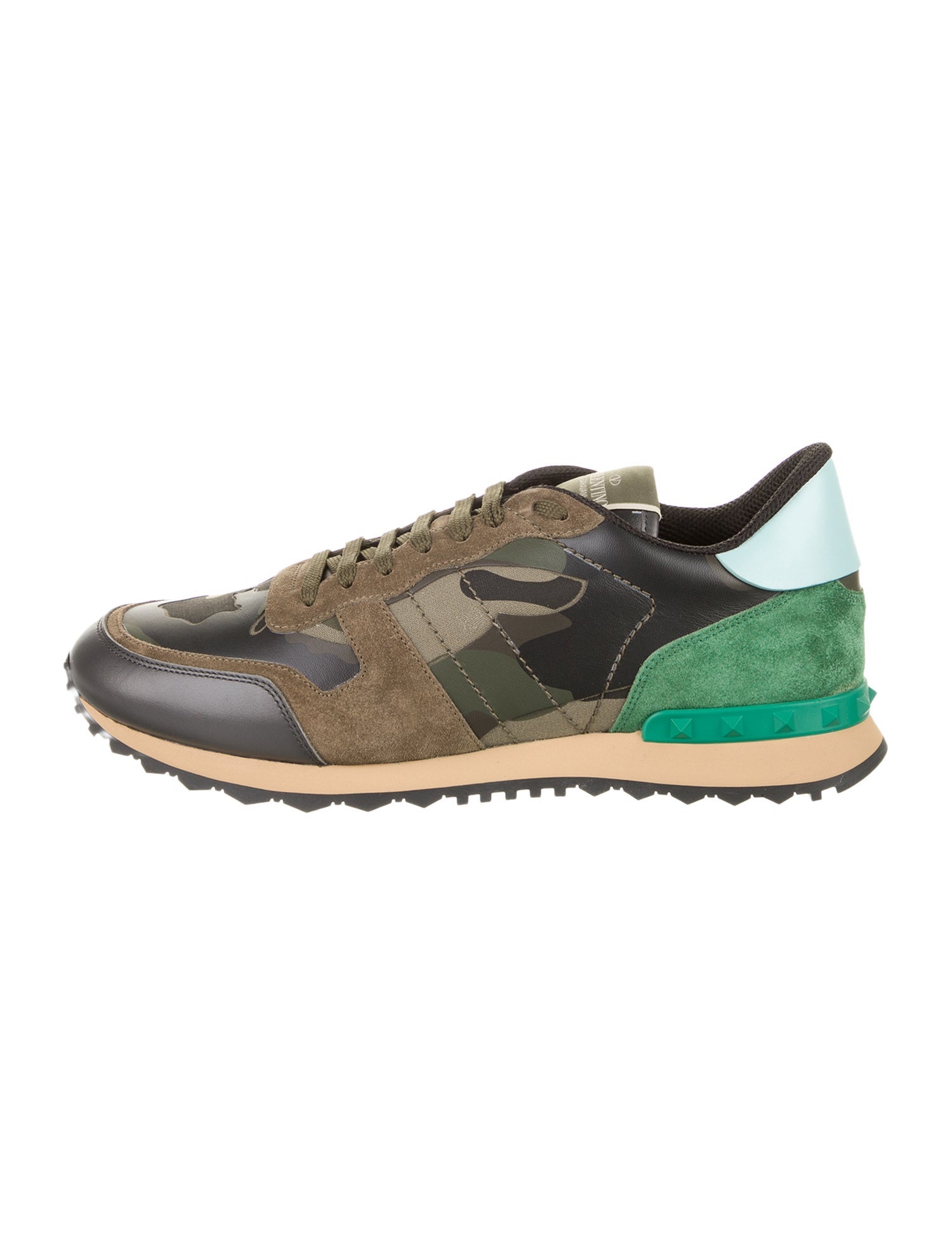 Valentino Leather Printed Athletic Sneakers