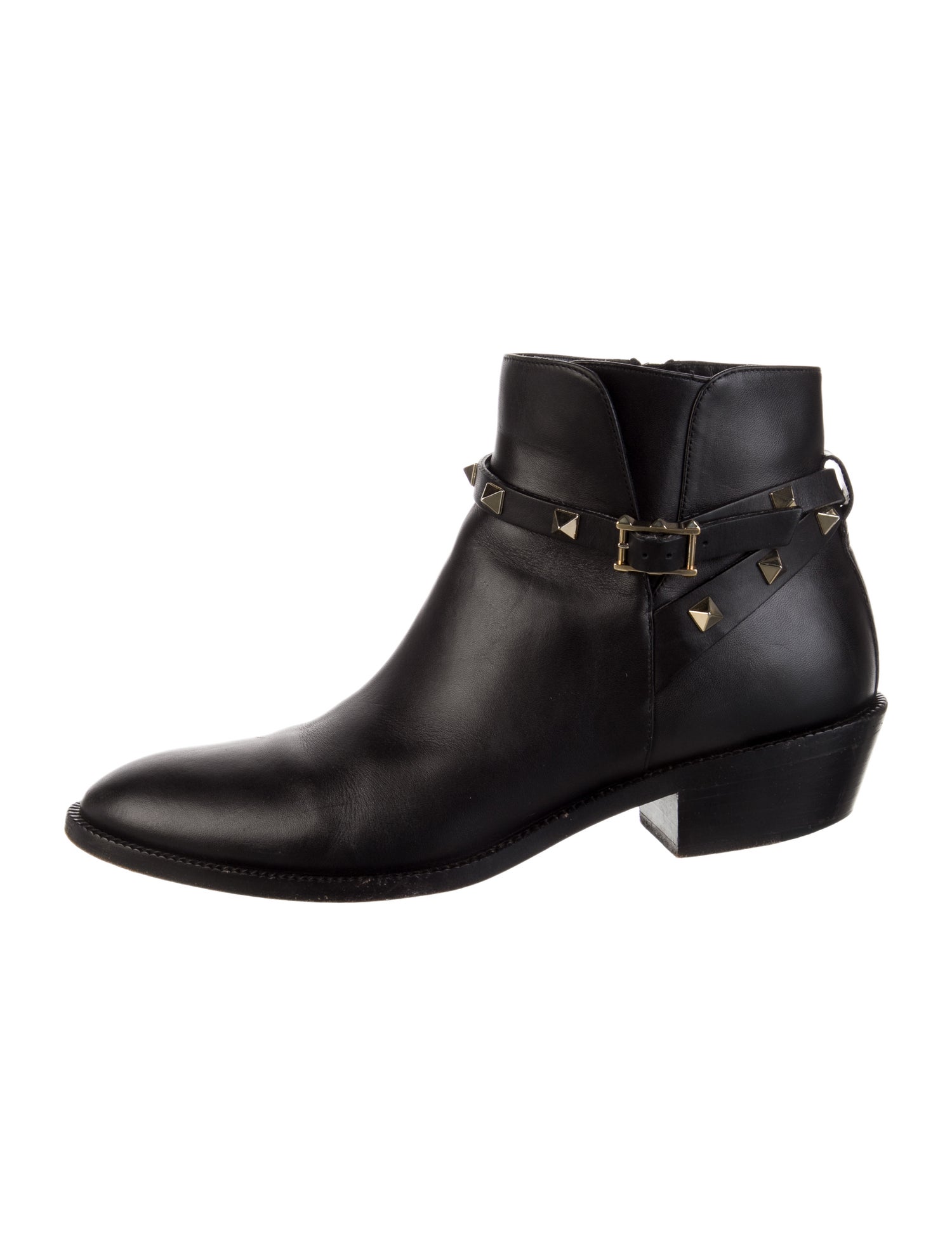 Valentino Rockstud Accents Leather Moto Boots