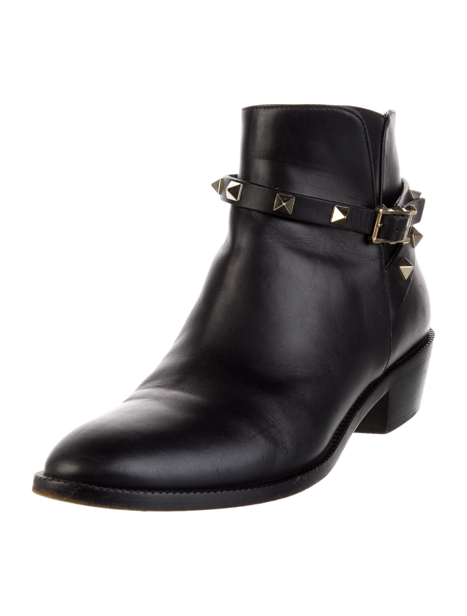 Valentino Rockstud Accents Leather Moto Boots