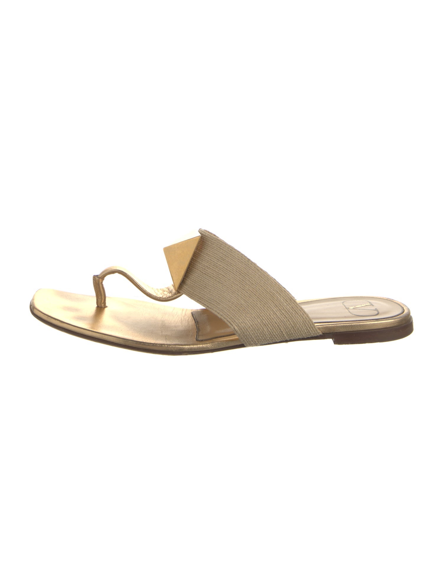 Valentino Straw Leather Trim Embellishment Slides