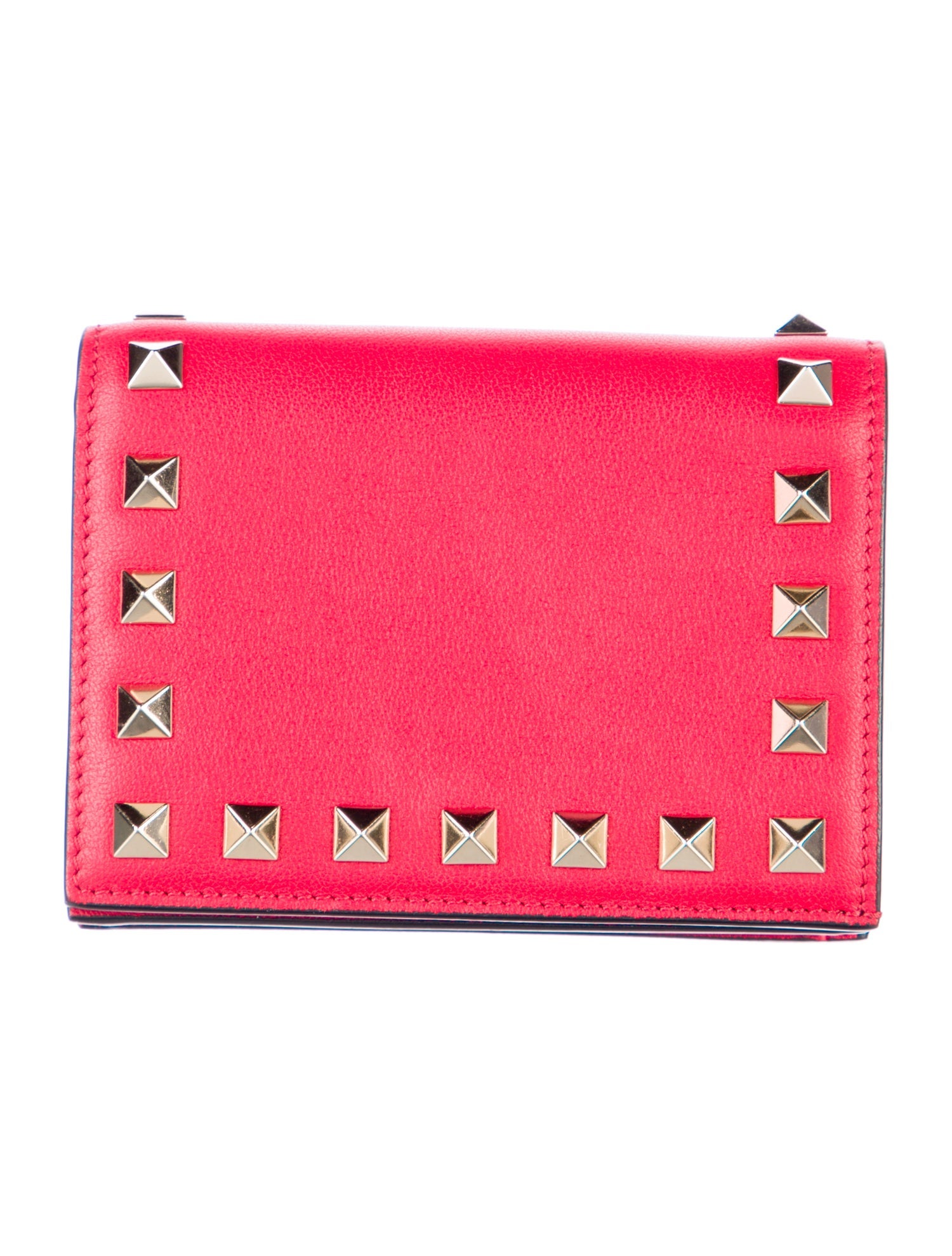 Valentino Rockstud Accents Leather Compact Wallet
