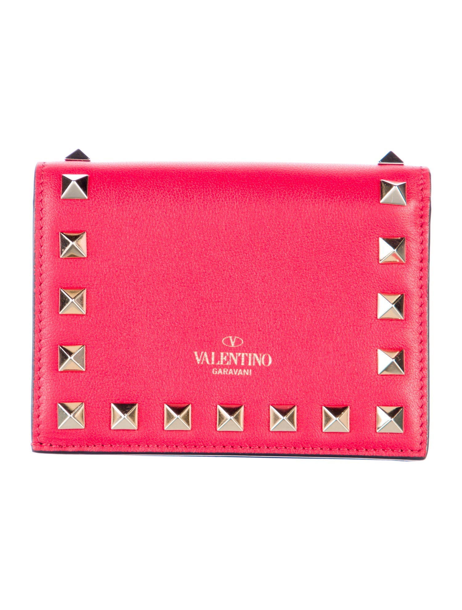 Valentino Rockstud Accents Leather Compact Wallet