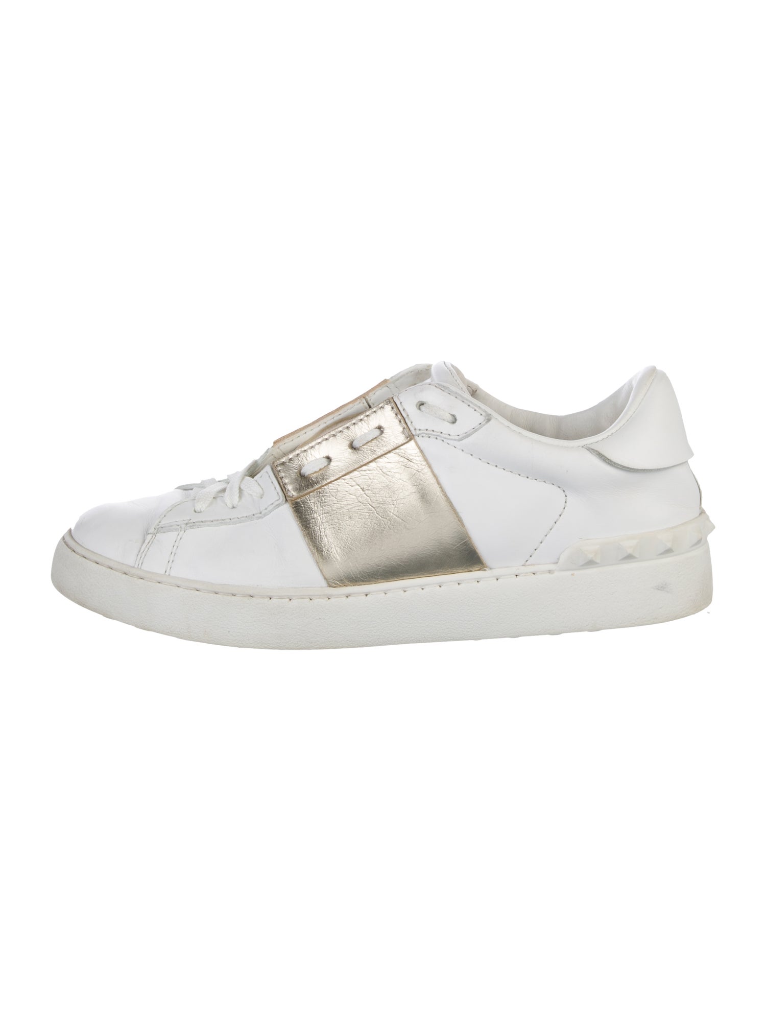 Valentino Rockstud Accents Leather Sneakers