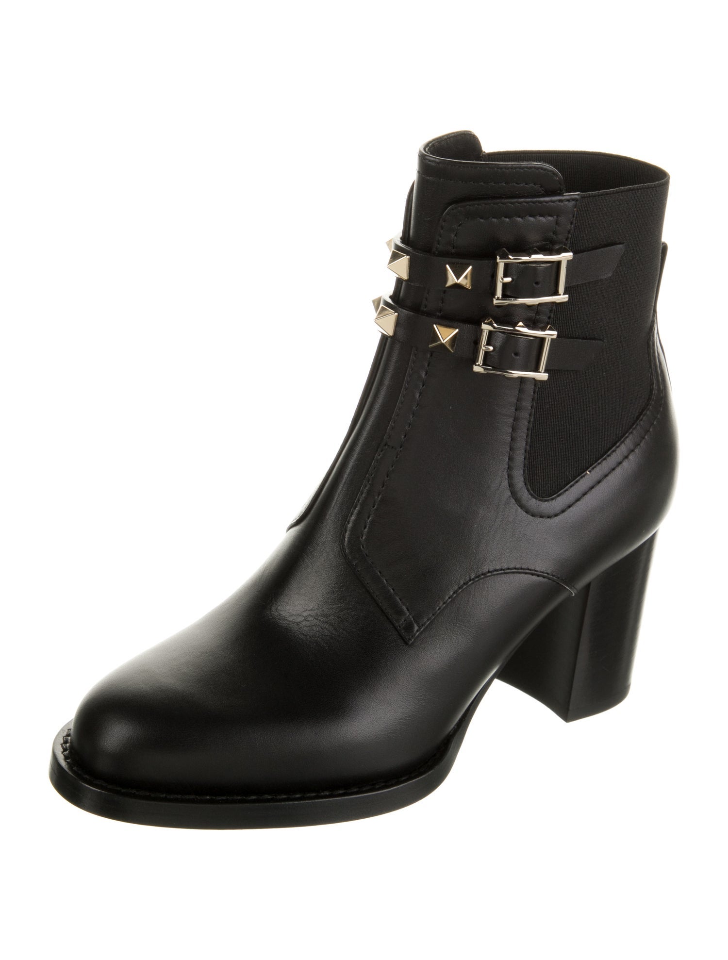 Valentino Leather Studded Accents Chelsea Boots