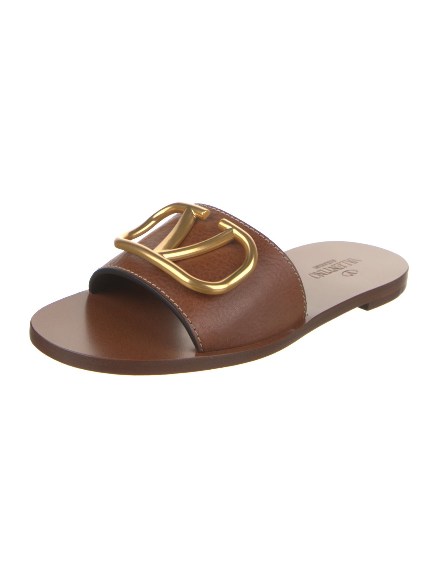 Valentino Vlogo Leather Slides