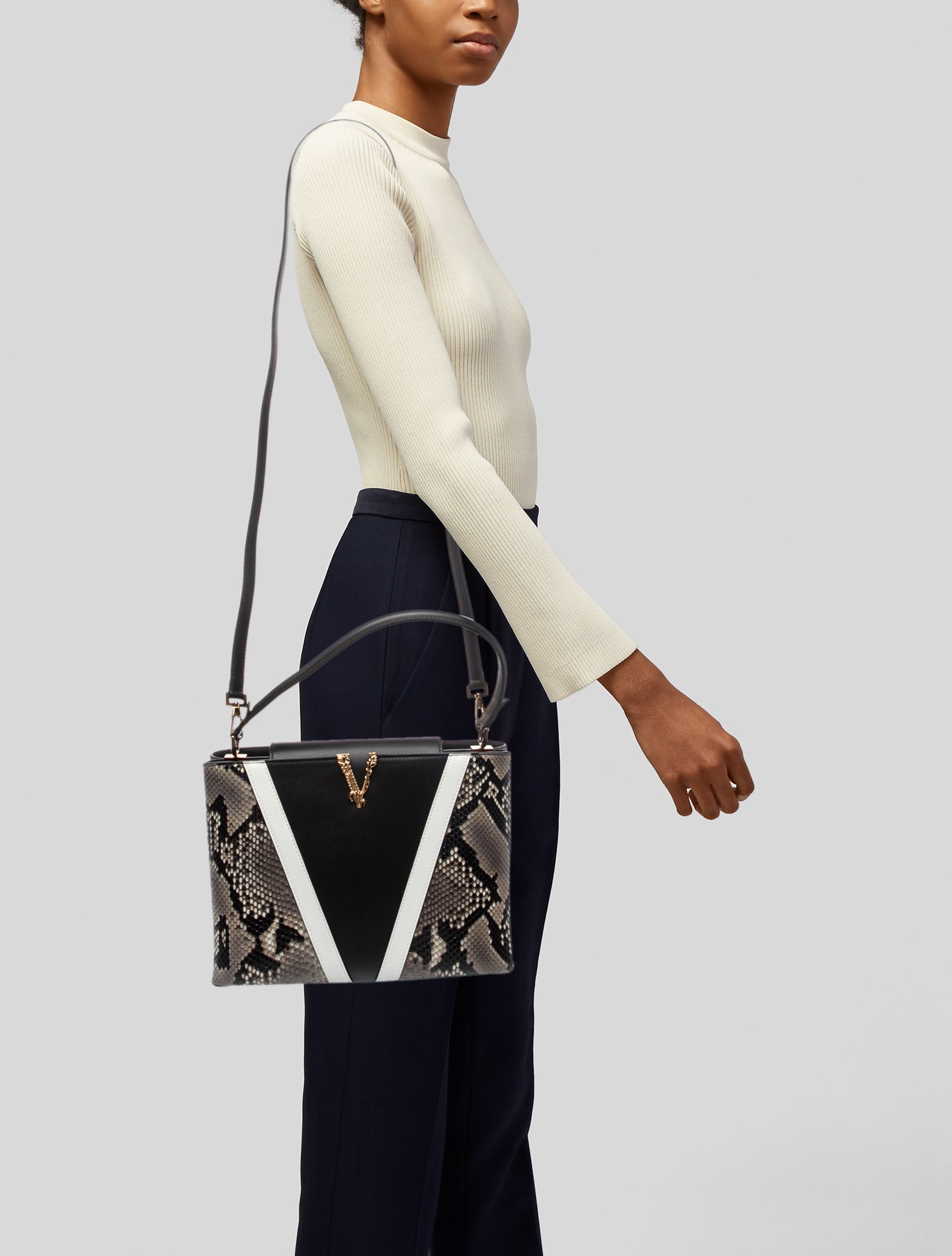 Versace Snakeskin Top Handle Bag
