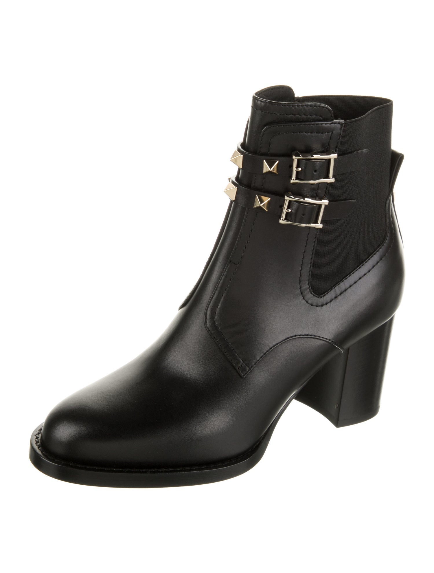 Valentino Leather Studded Accents Chelsea Boots