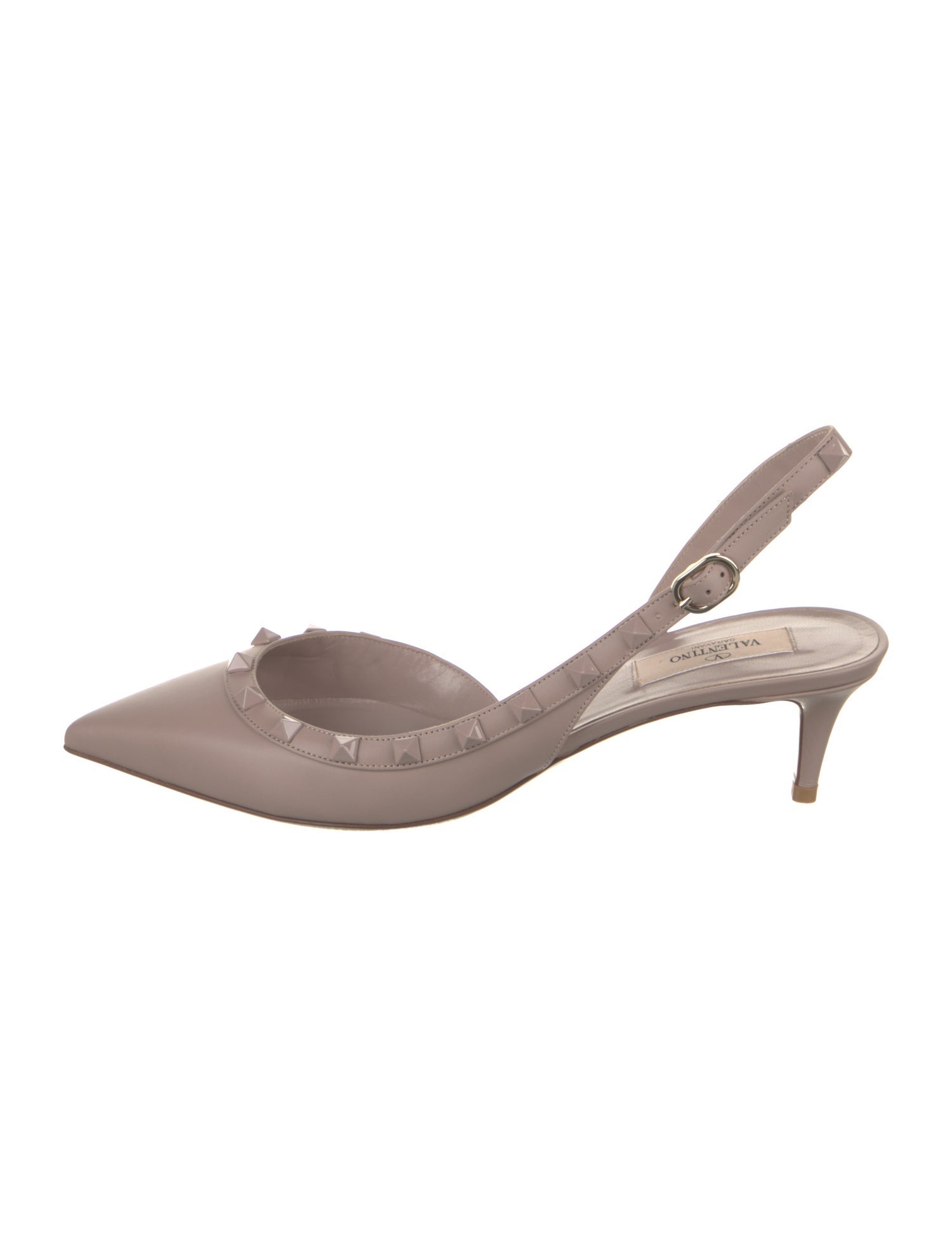 Valentino Leather Studded Accents Slingback Pumps