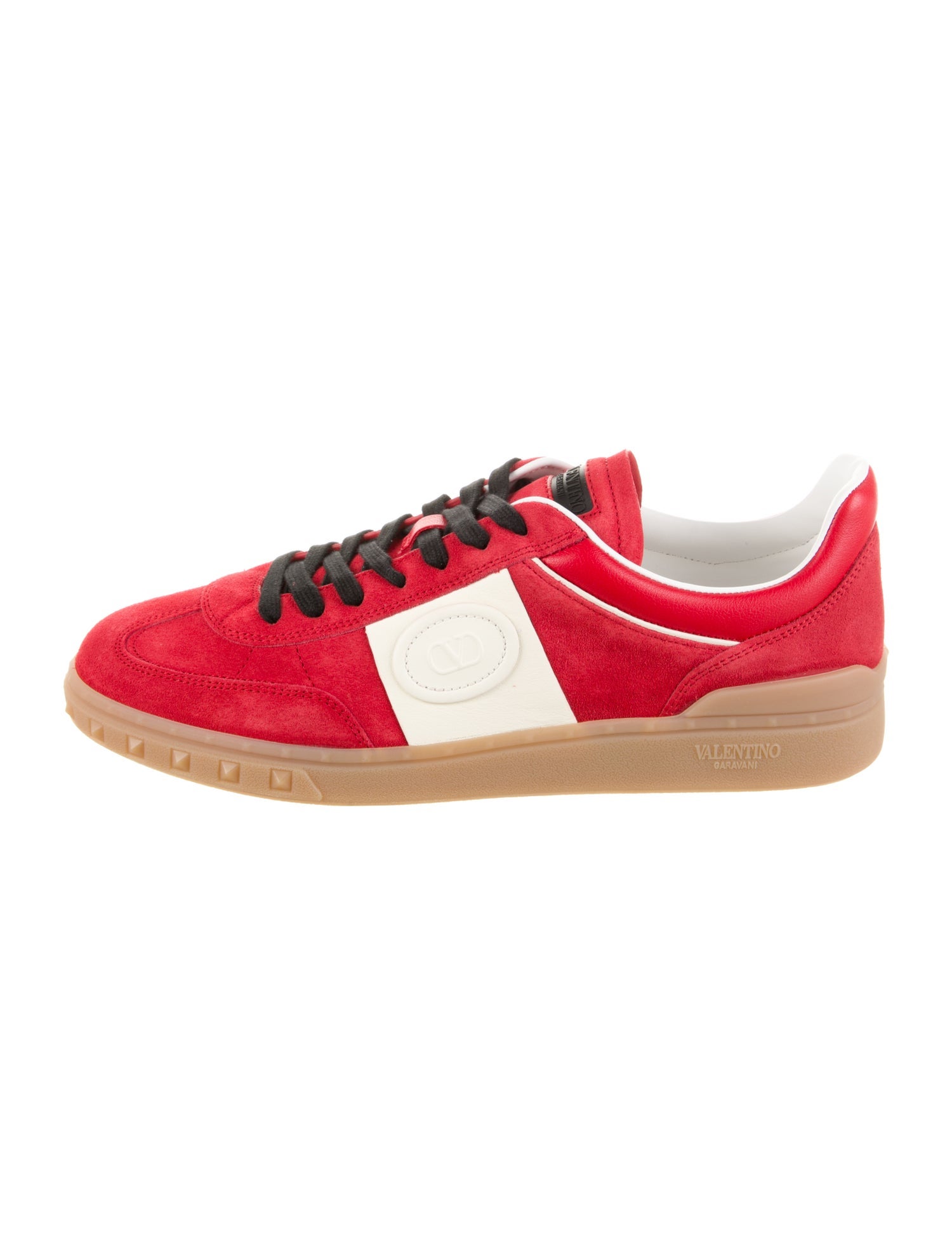 Valentino Leather Colorblock Pattern Sneakers