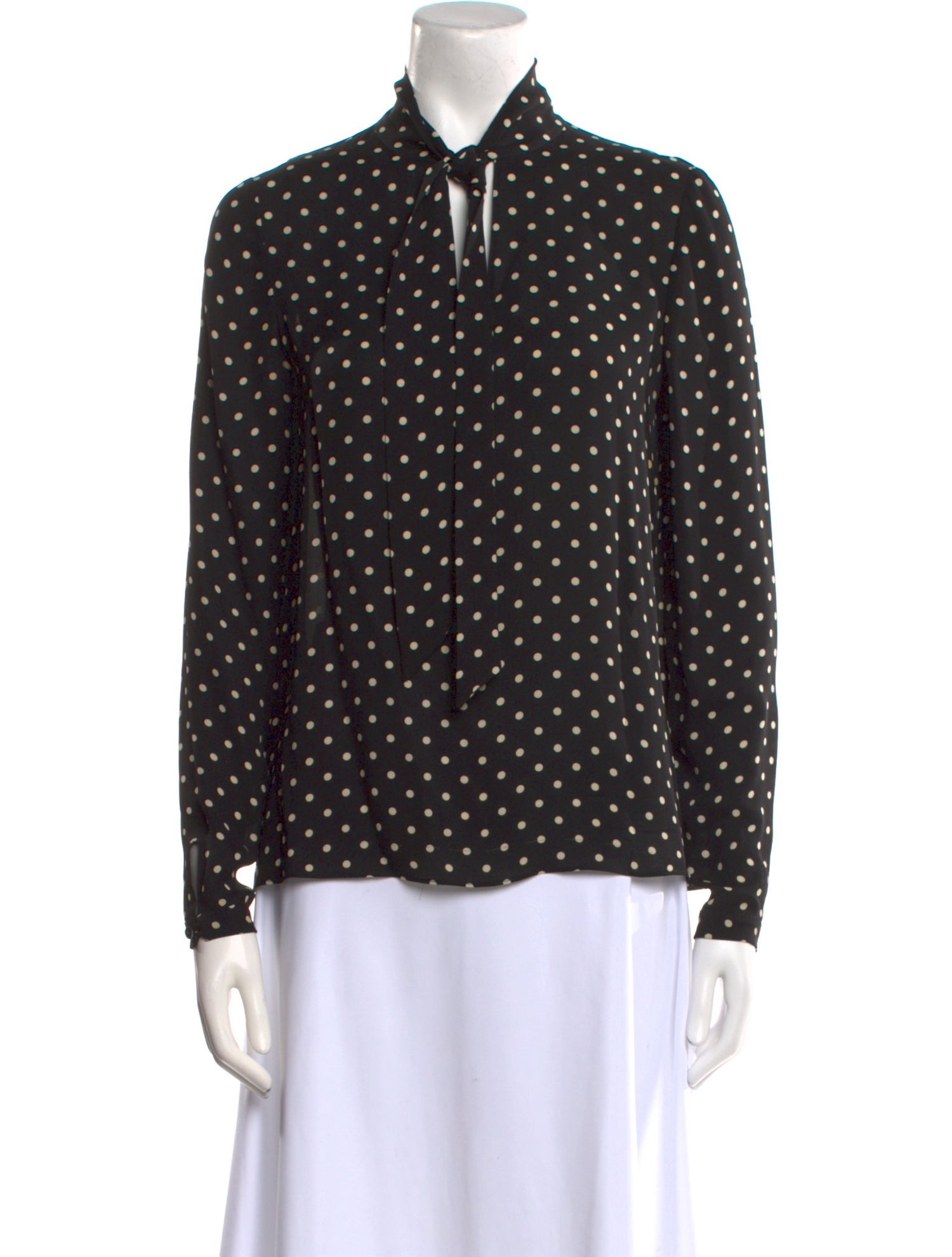 Valentino Silk Polka Dot Print Button-Up Top