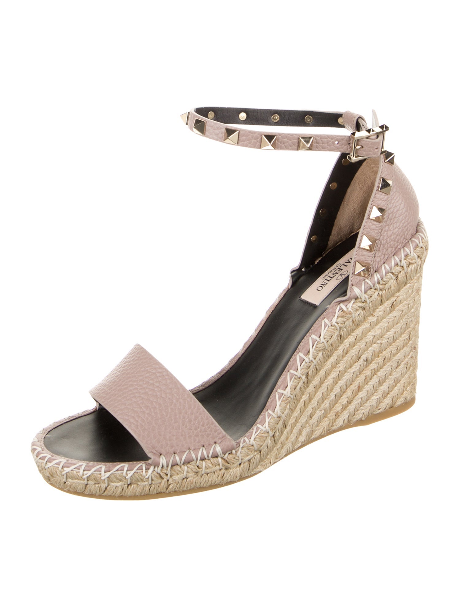 Valentino Rockstud Accents Leather Espadrilles