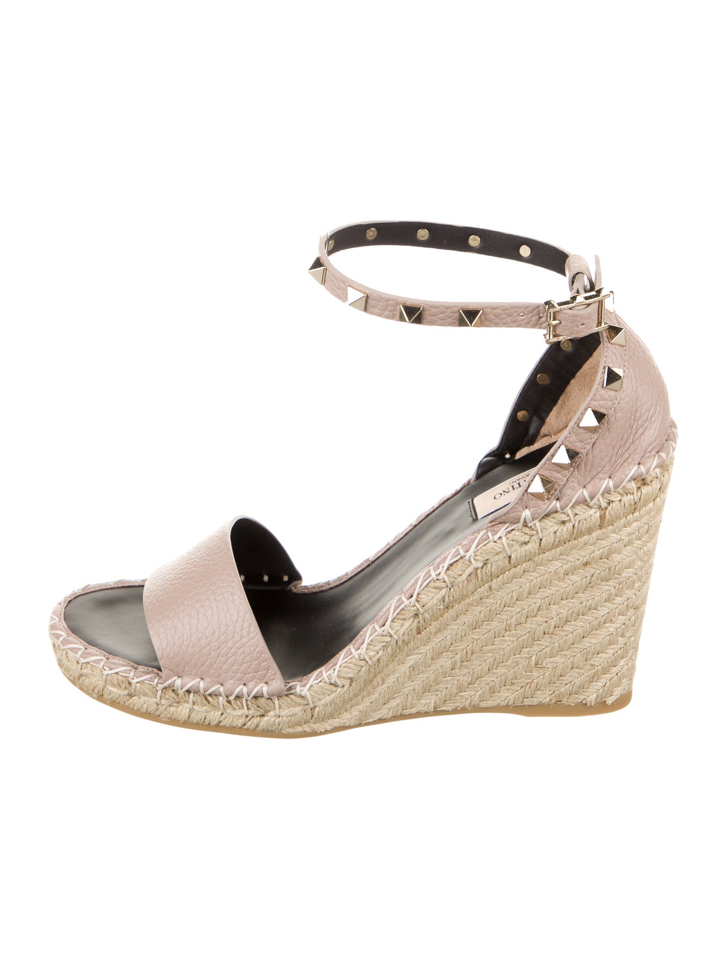 Valentino Rockstud Accents Leather Espadrilles