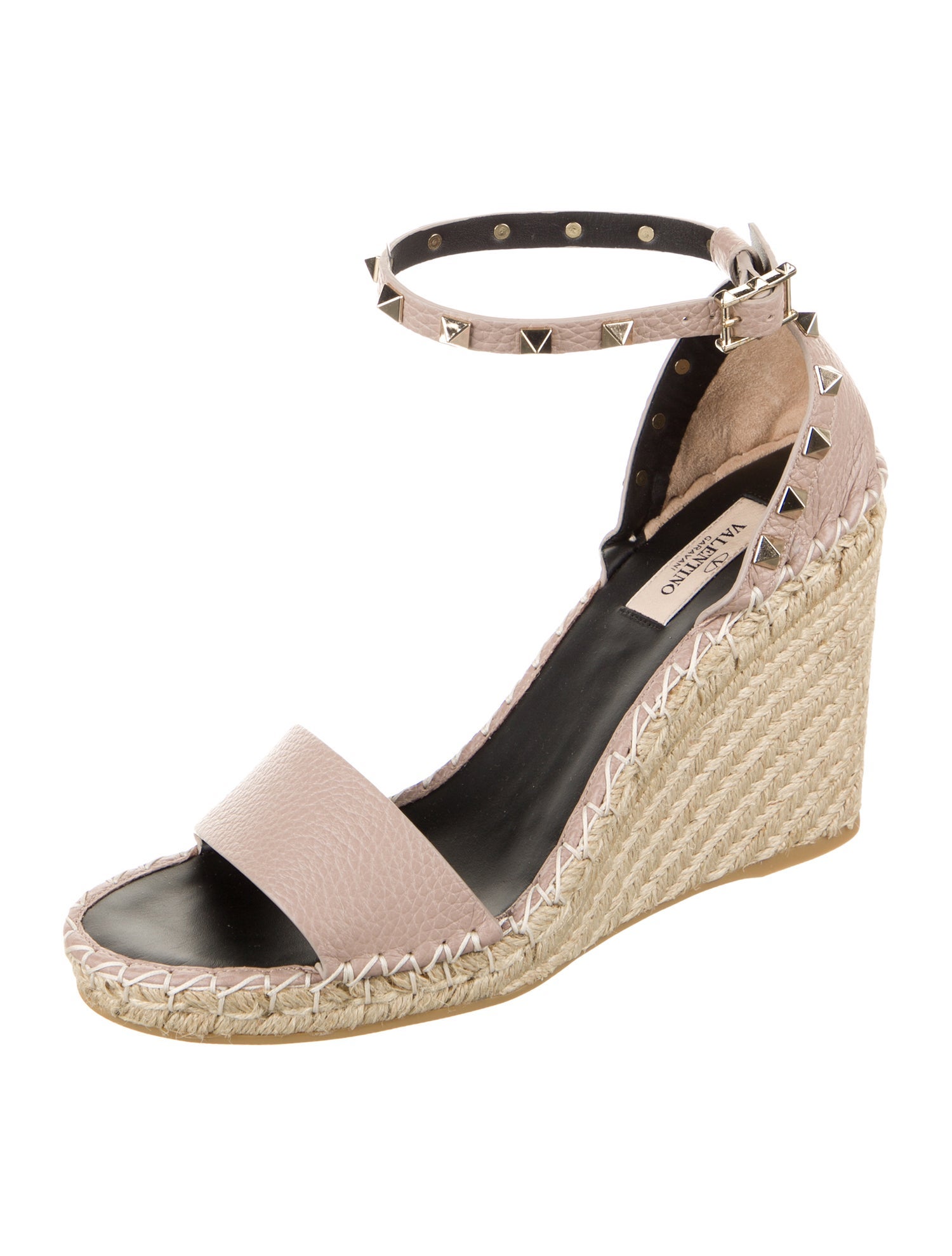 Valentino Rockstud Accents Leather Espadrilles