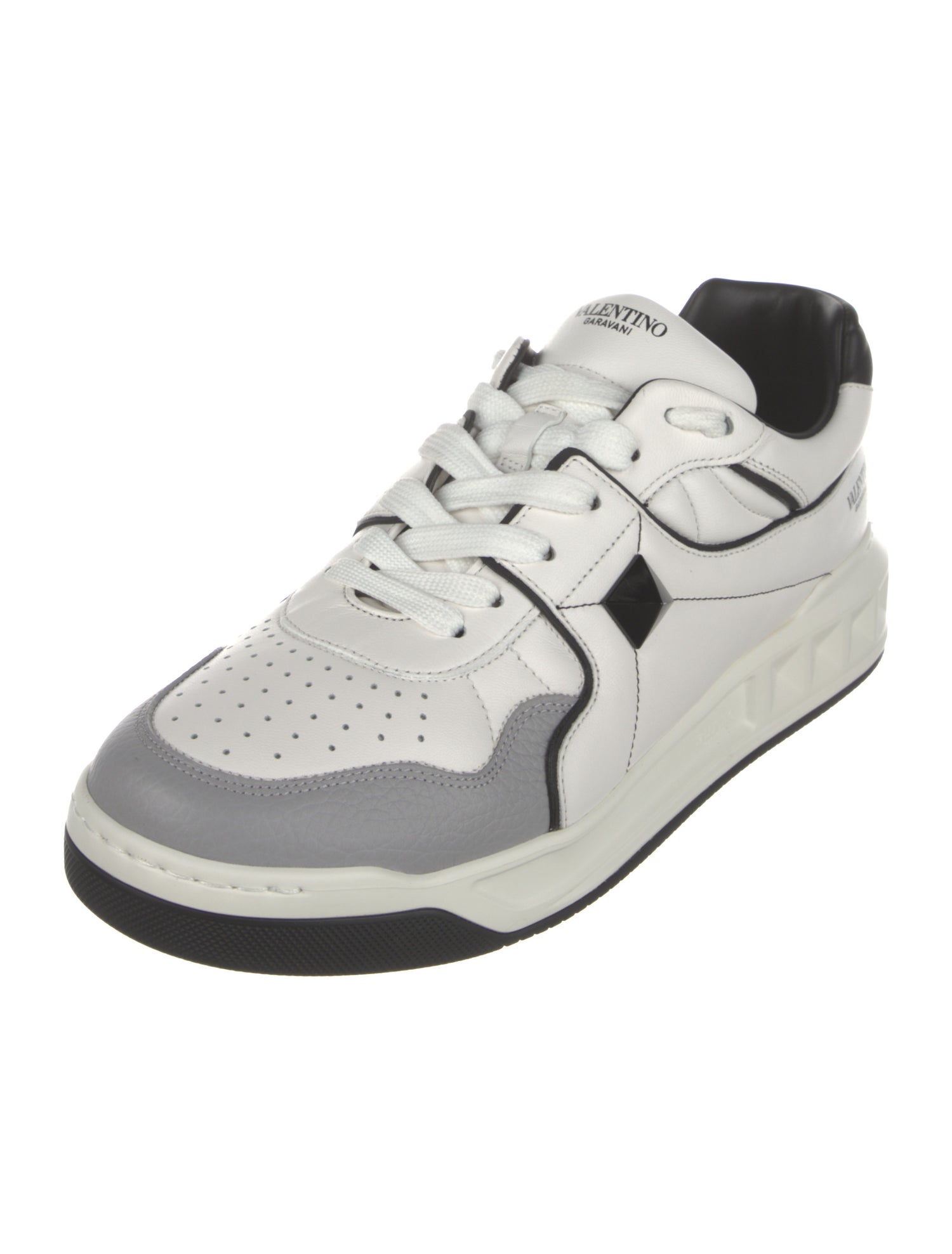 Valentino Leather Lasercut Accents Sneakers