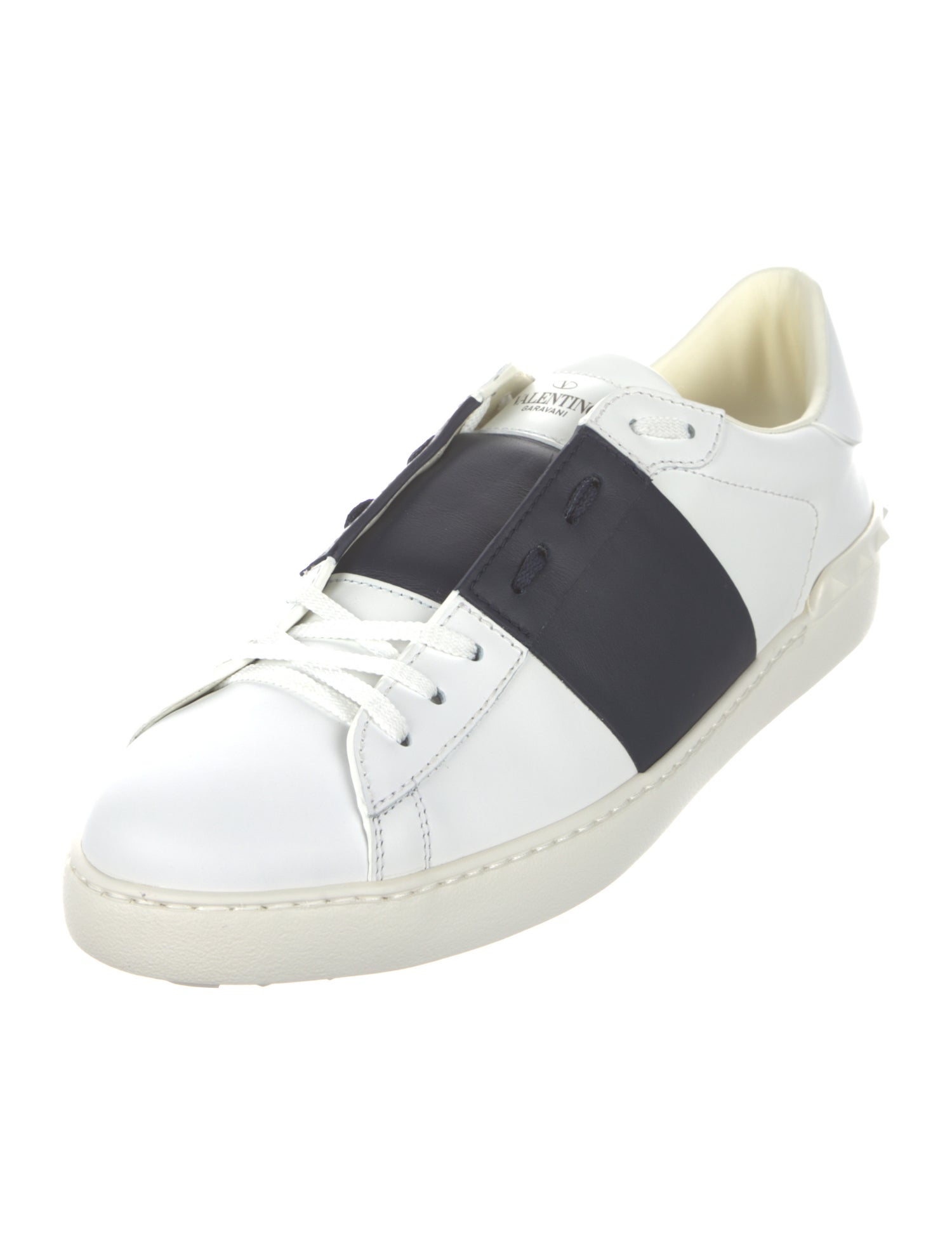 Valentino Leather Colorblock Pattern Sneakers
