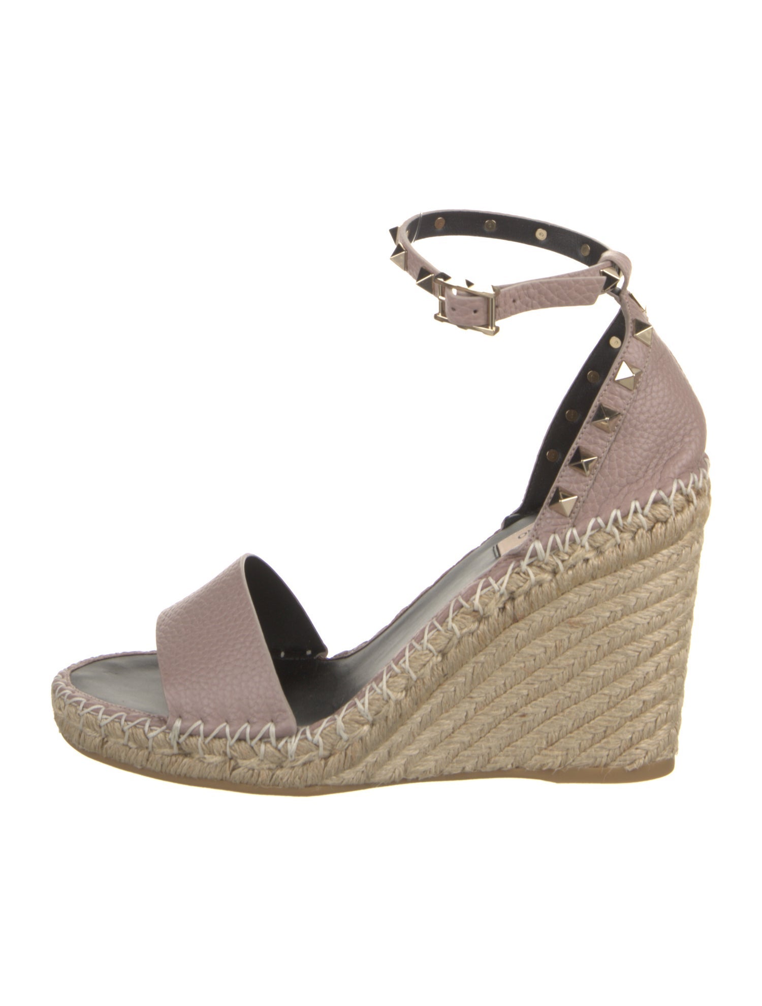 Valentino Leather Studded Accents Espadrilles