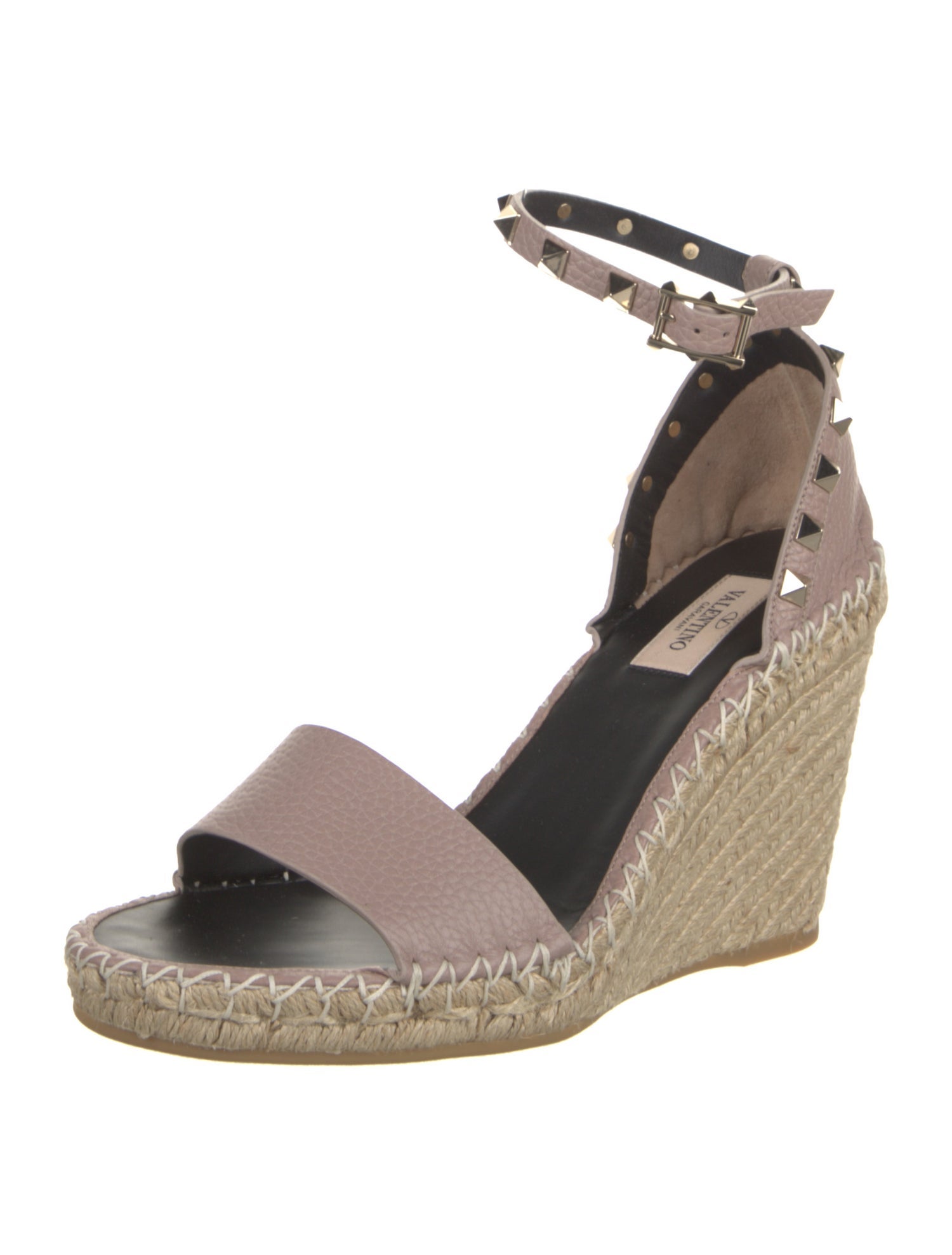 Valentino Leather Studded Accents Espadrilles