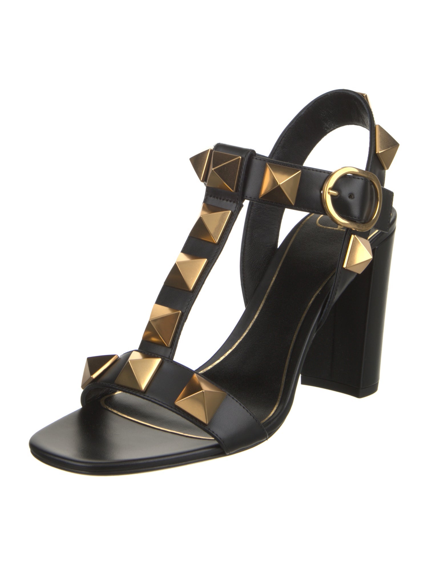 Valentino Leather Studded Accents Slingback Sandals